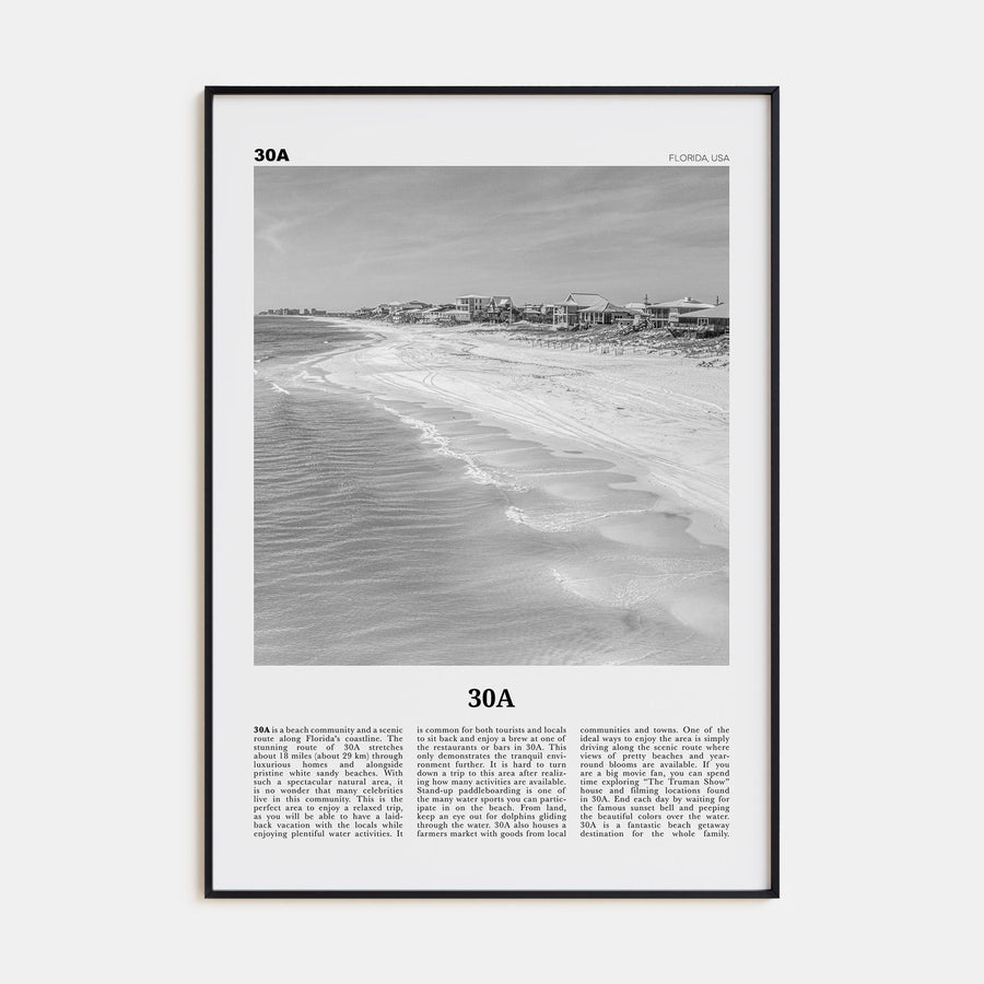 30A Travel B&W Poster