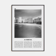 A Coruña Travel B&W Poster