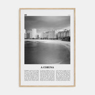 A Coruña Travel B&W Poster
