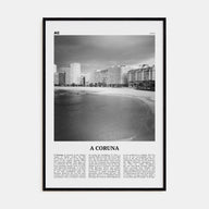 A Coruña Travel B&W Poster
