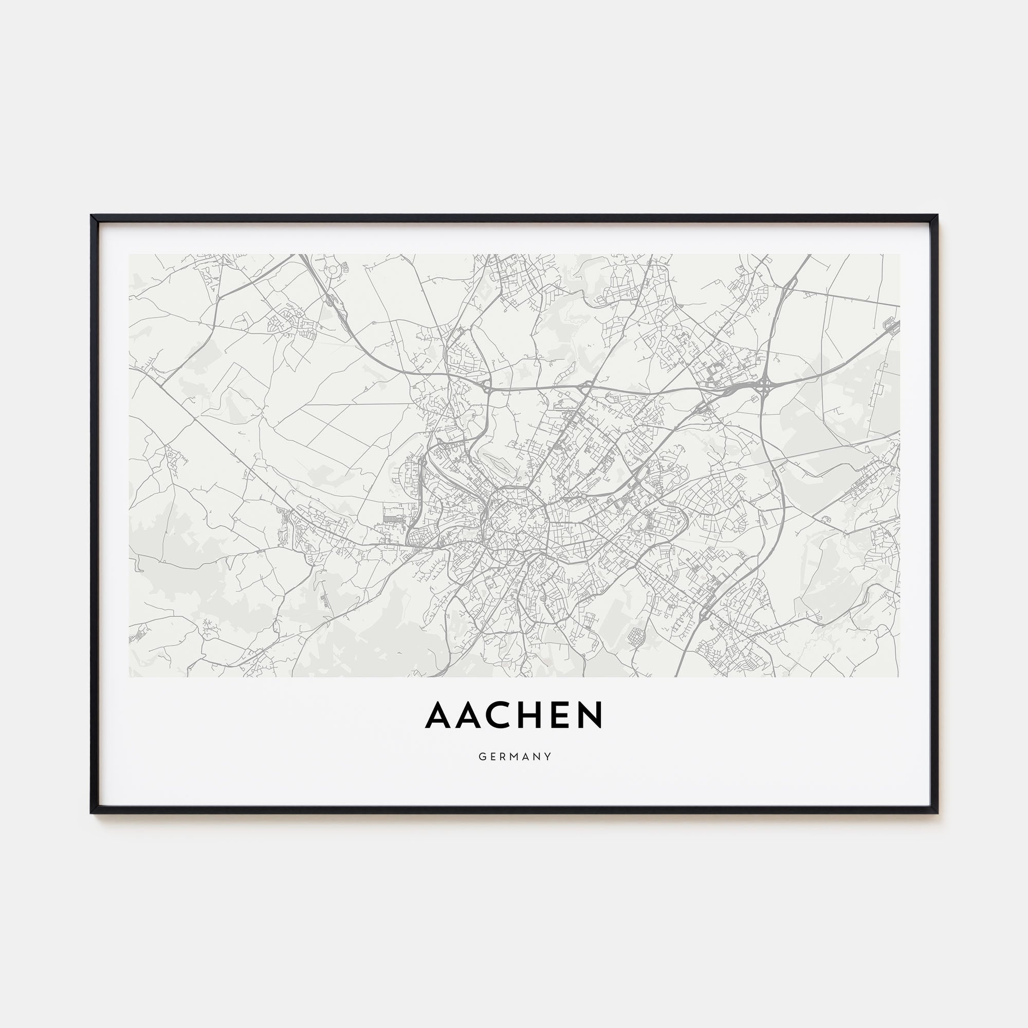 Aachen Map Landscape Poster