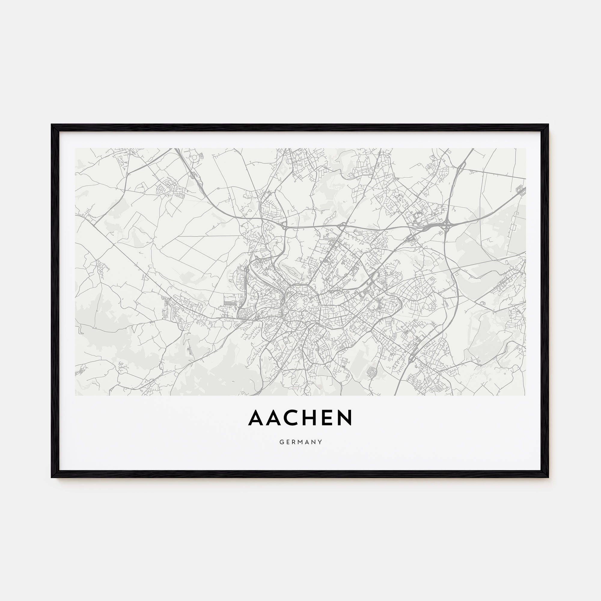 Aachen Map Landscape Poster