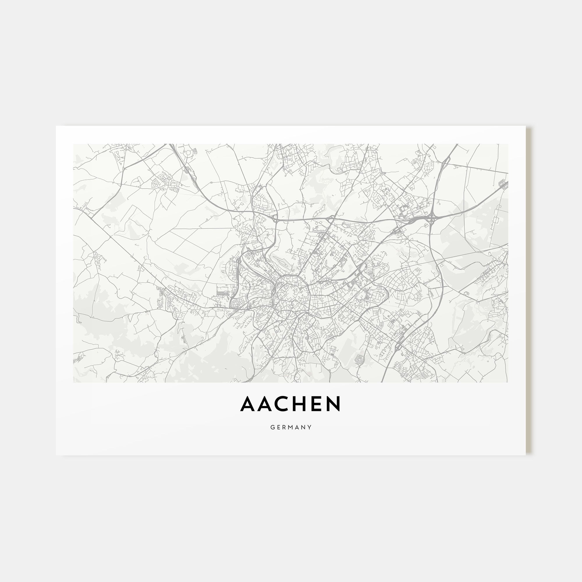 Aachen Map Landscape Poster