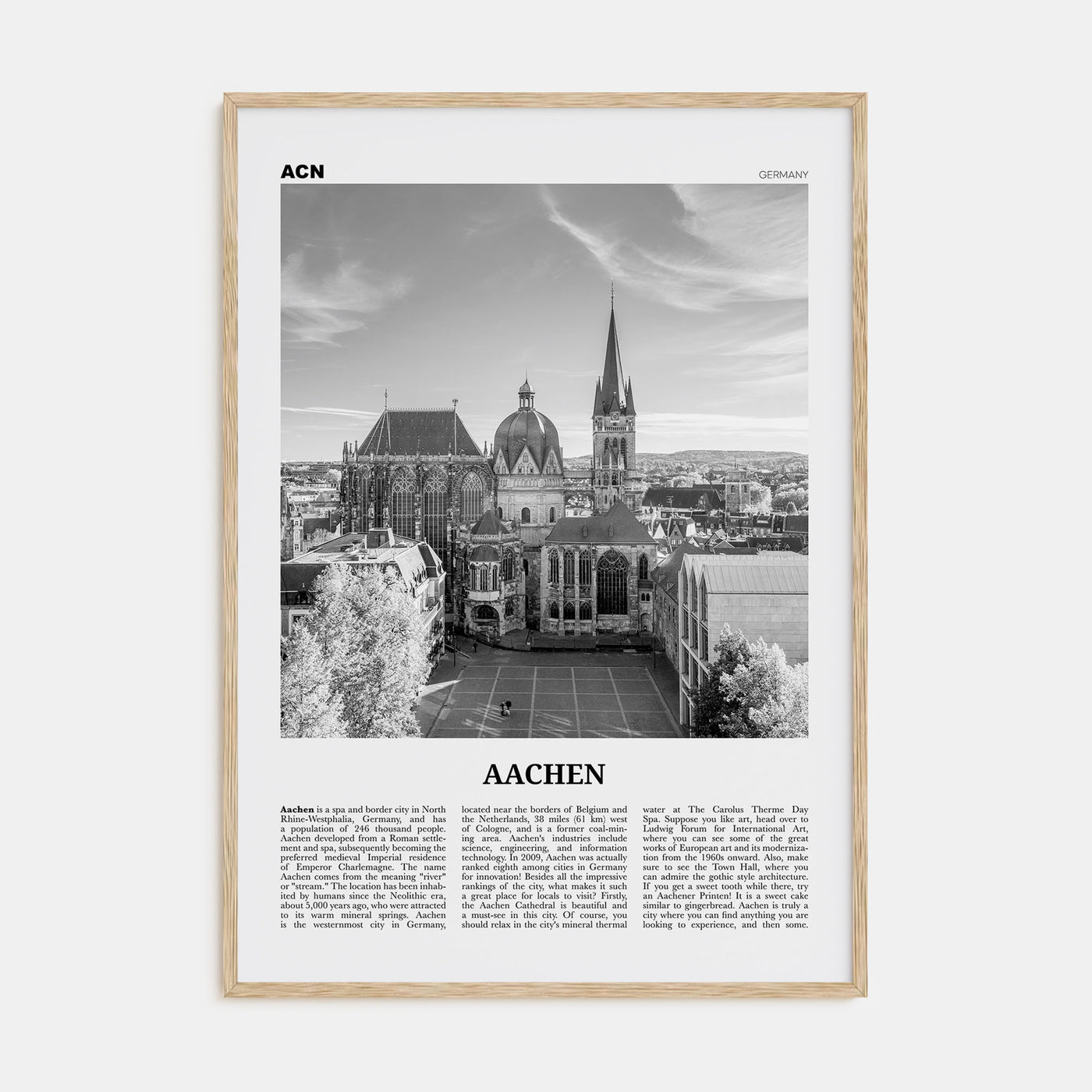 Aachen Travel B&W Poster