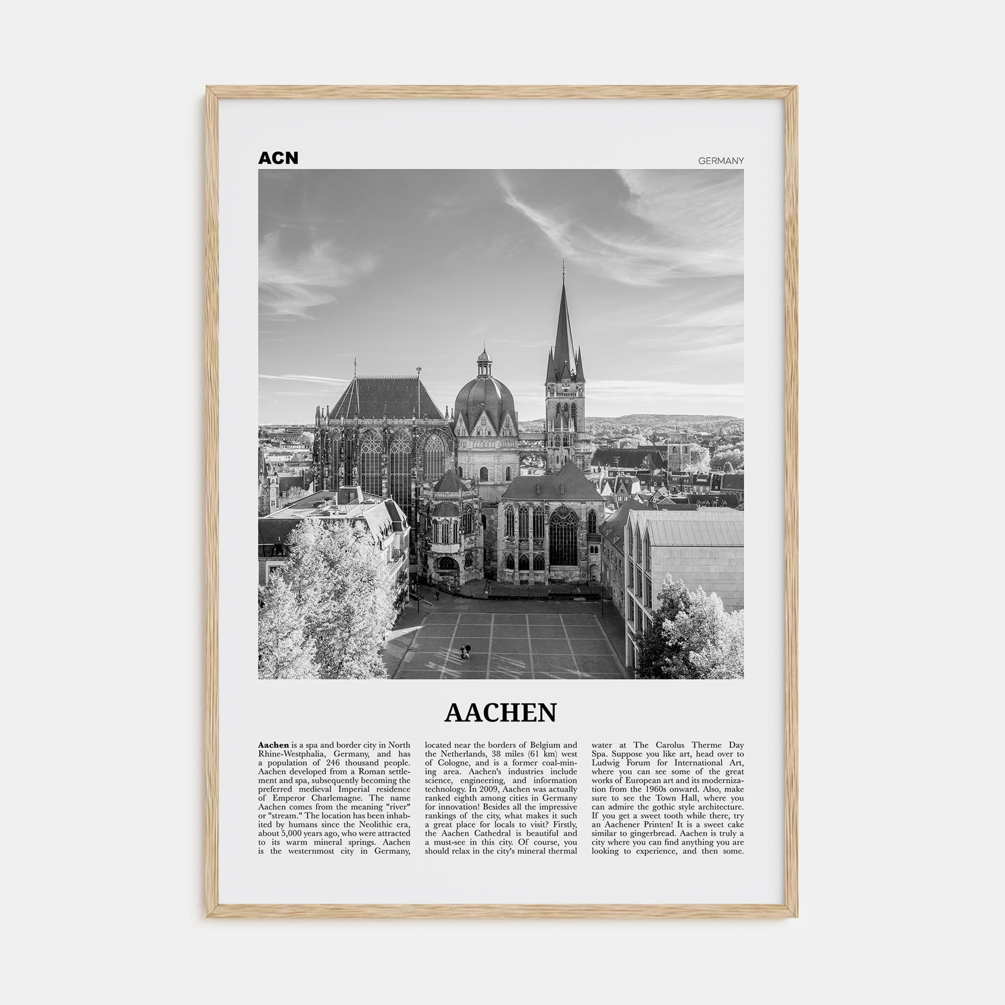 Aachen Travel B&W Poster
