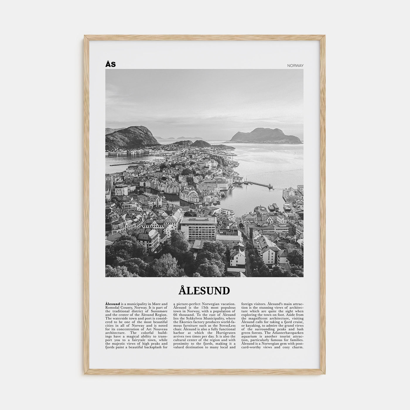 Aalesund Travel B&W Poster