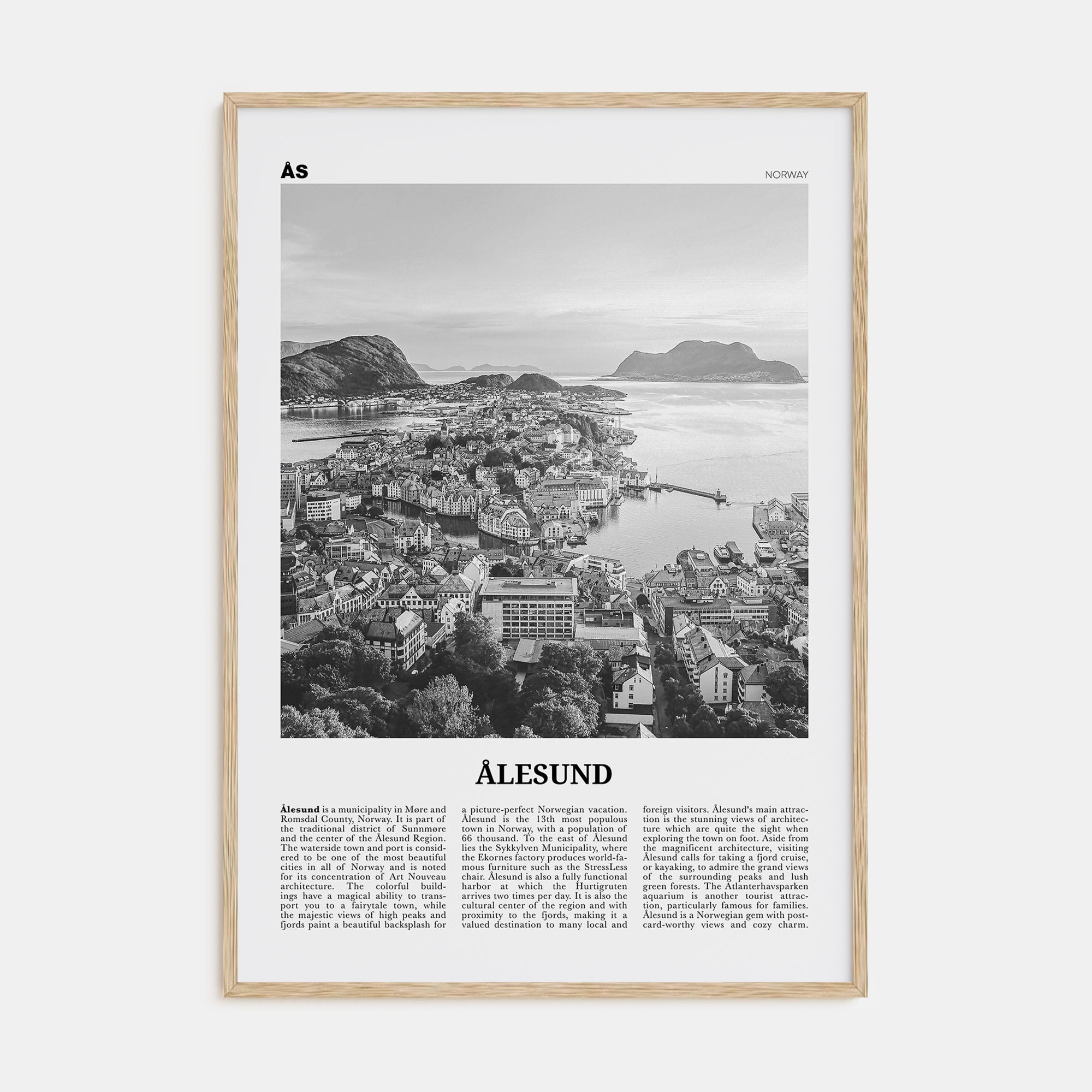Aalesund Travel B&W Poster