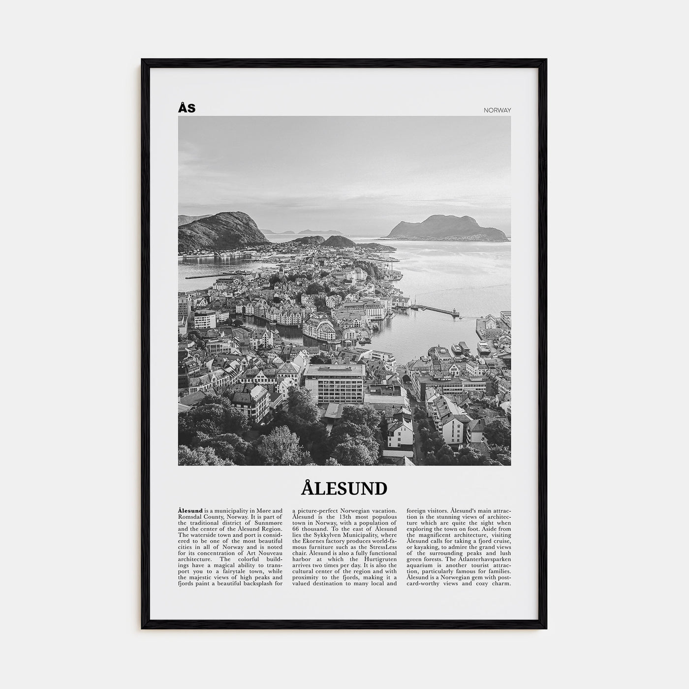Aalesund Travel B&W Poster