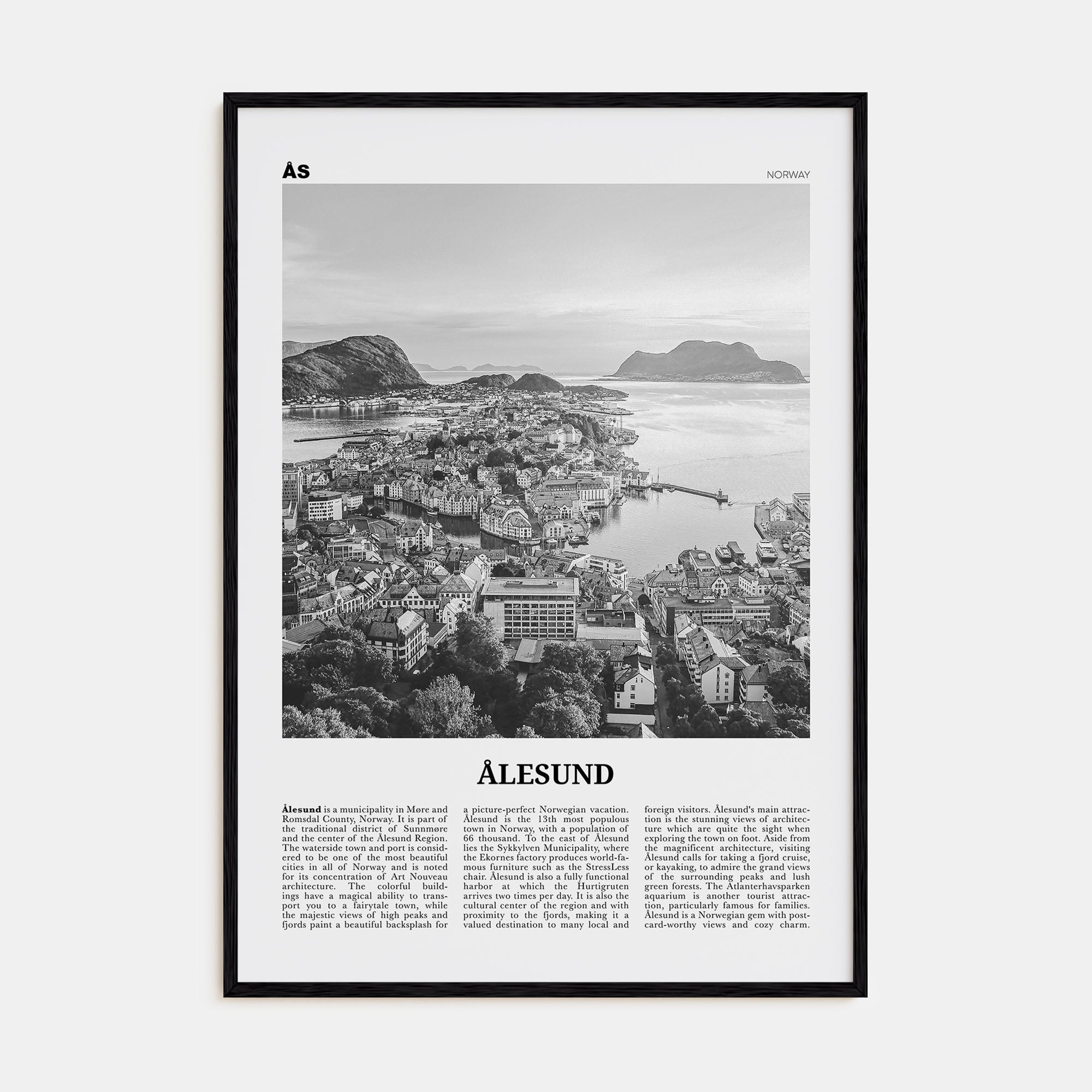 Aalesund Travel B&W Poster