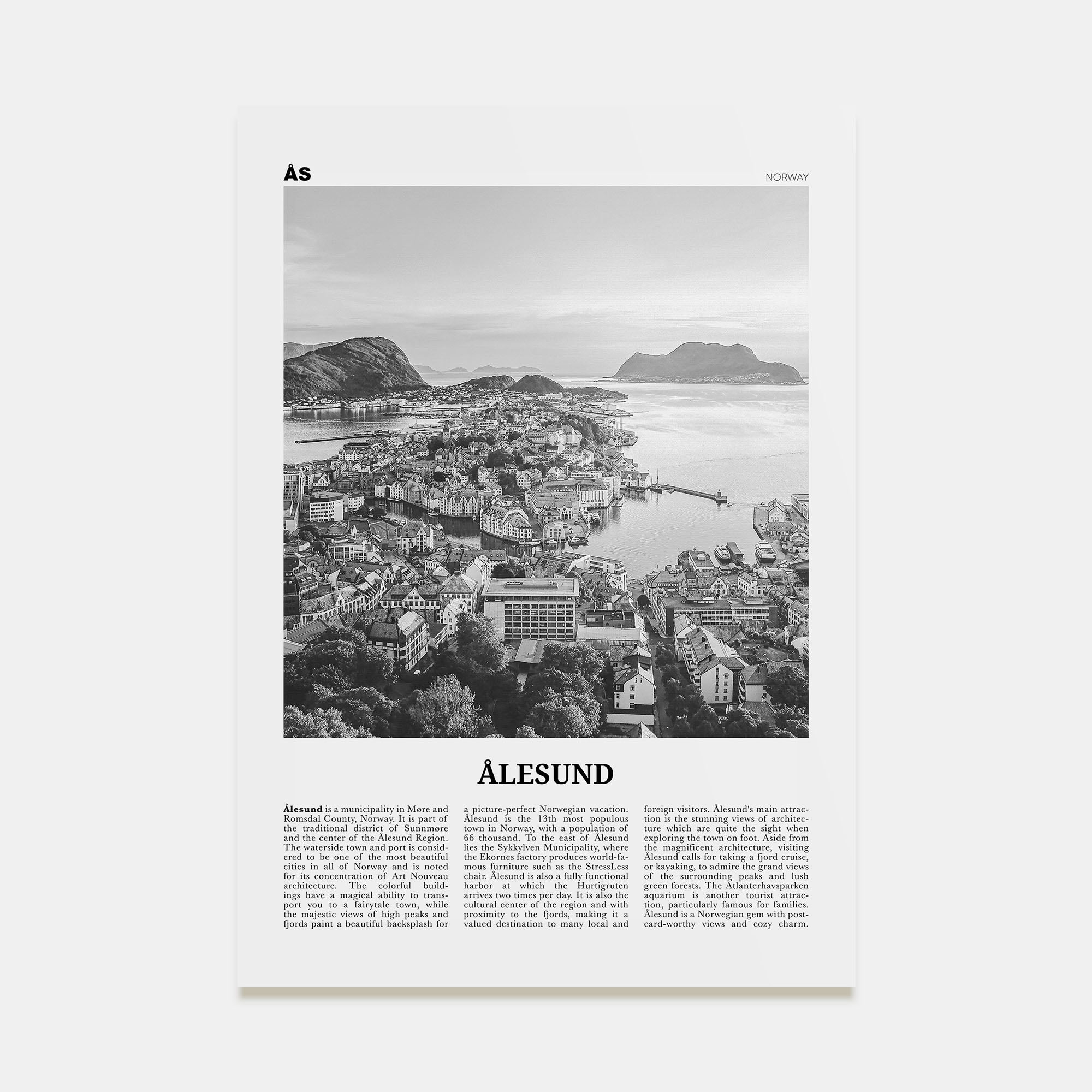 Aalesund Travel B&W Poster