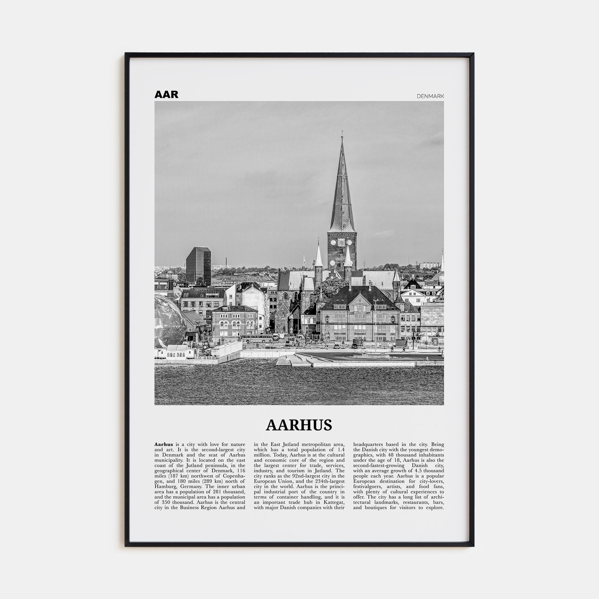 Aarhus Travel B&W No 1 Poster