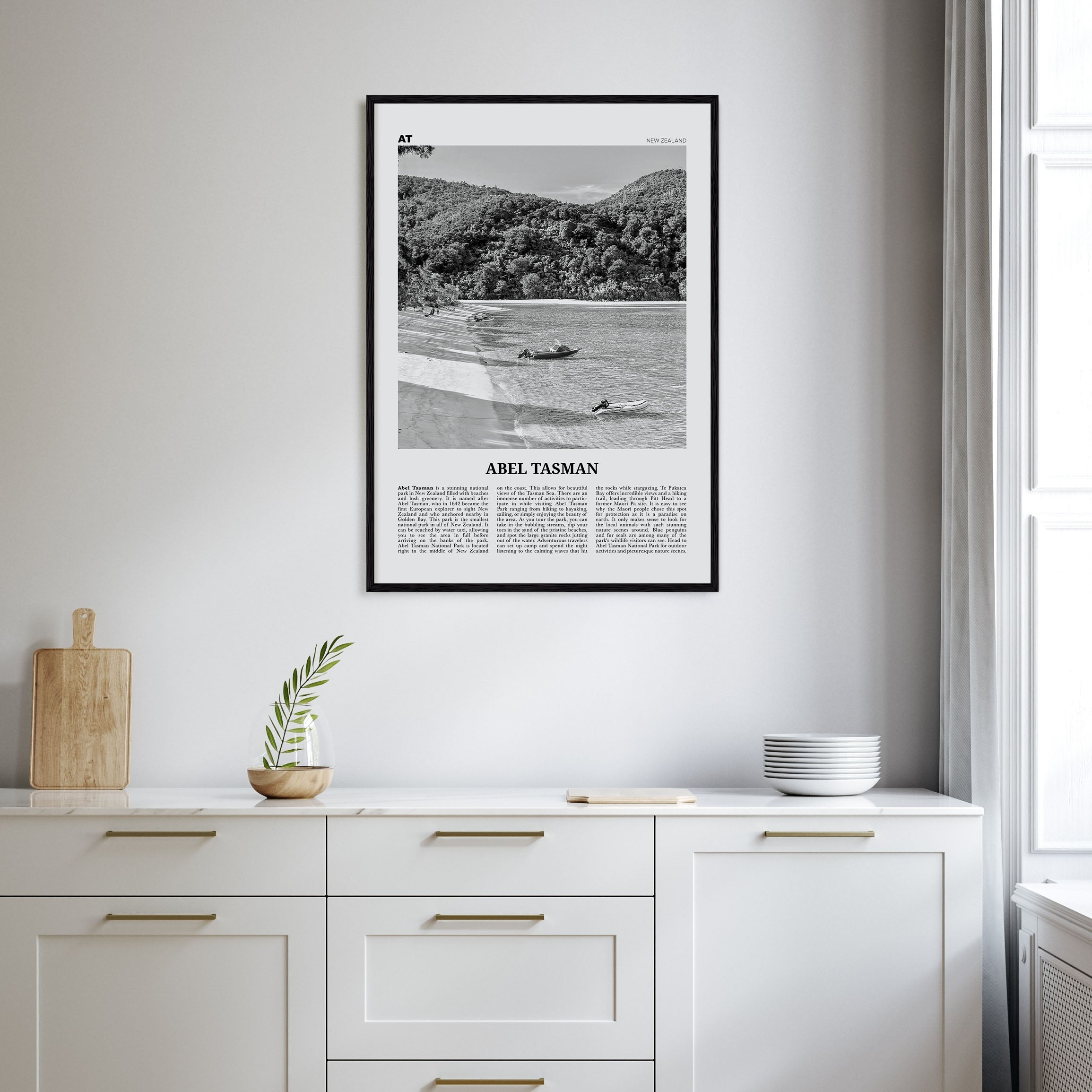 Abel Tasman National Park Travel B&W Poster