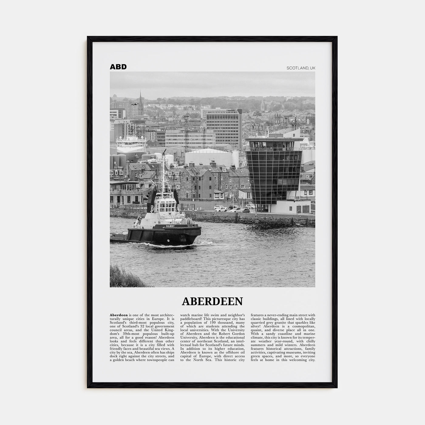 Aberdeen Travel B&W Poster