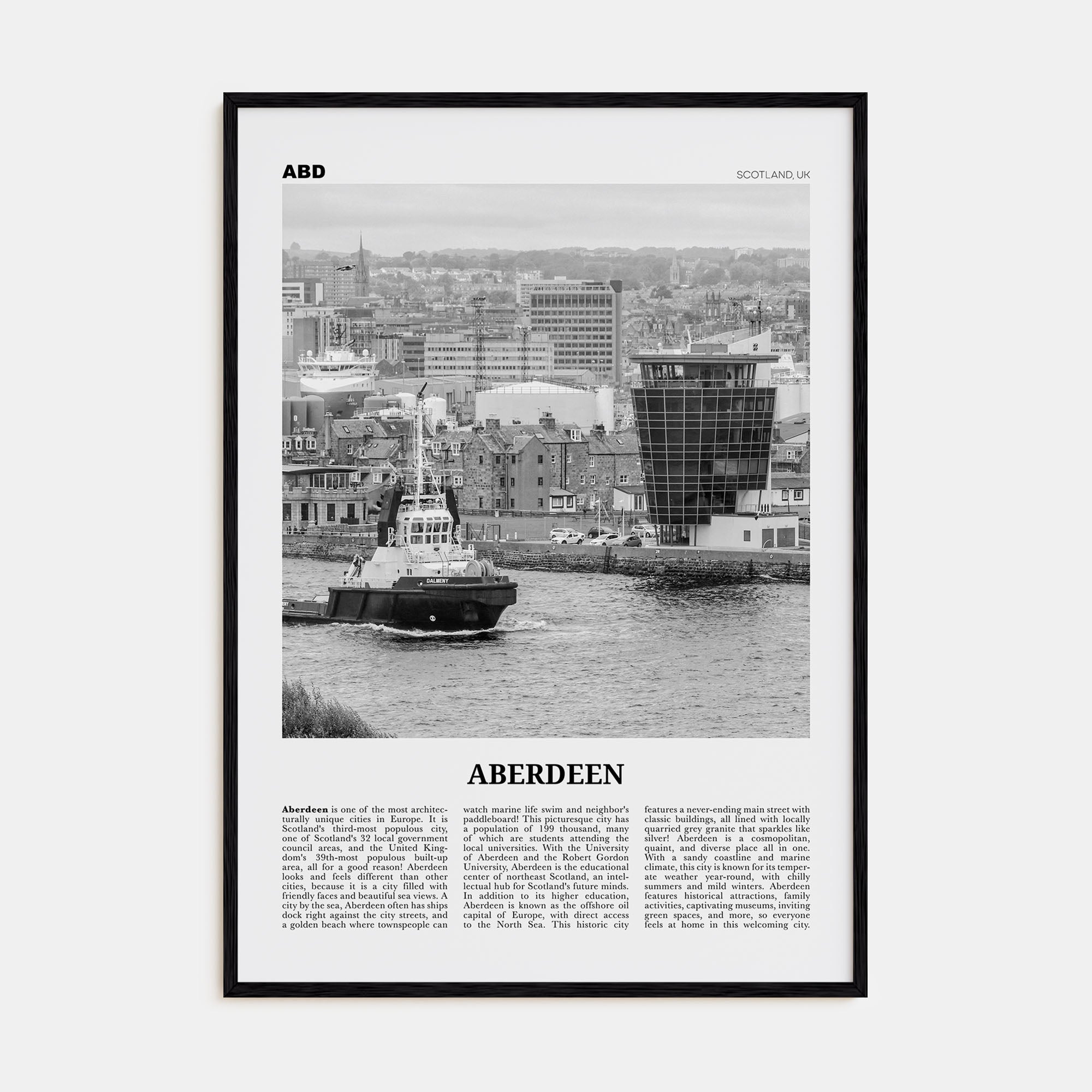 Aberdeen Travel B&W Poster