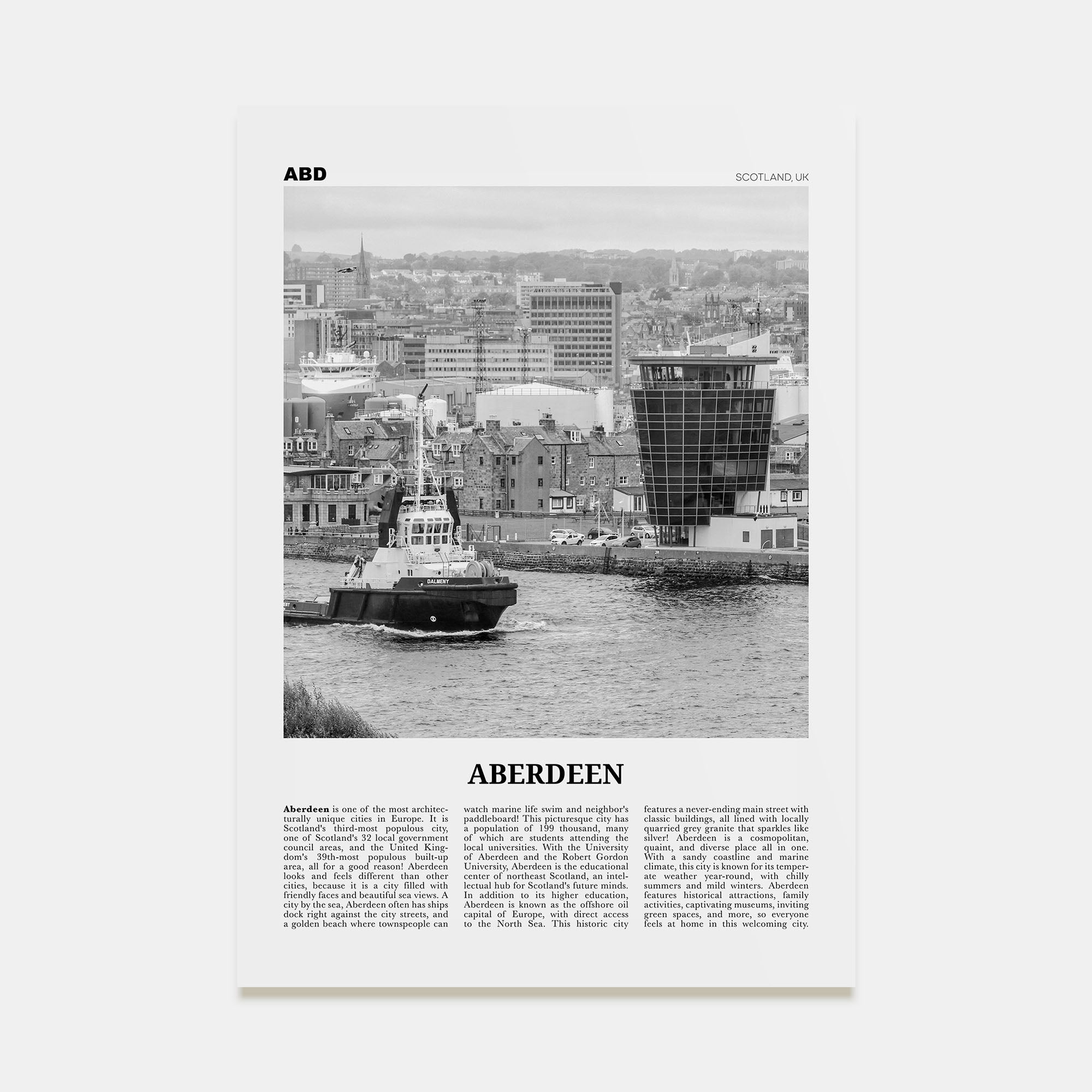 Aberdeen Travel B&W Poster