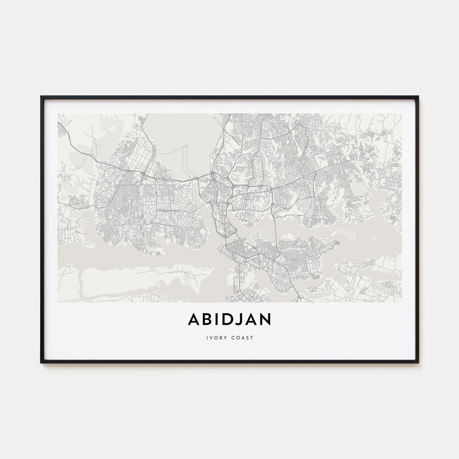 Abidjan Map Landscape Poster