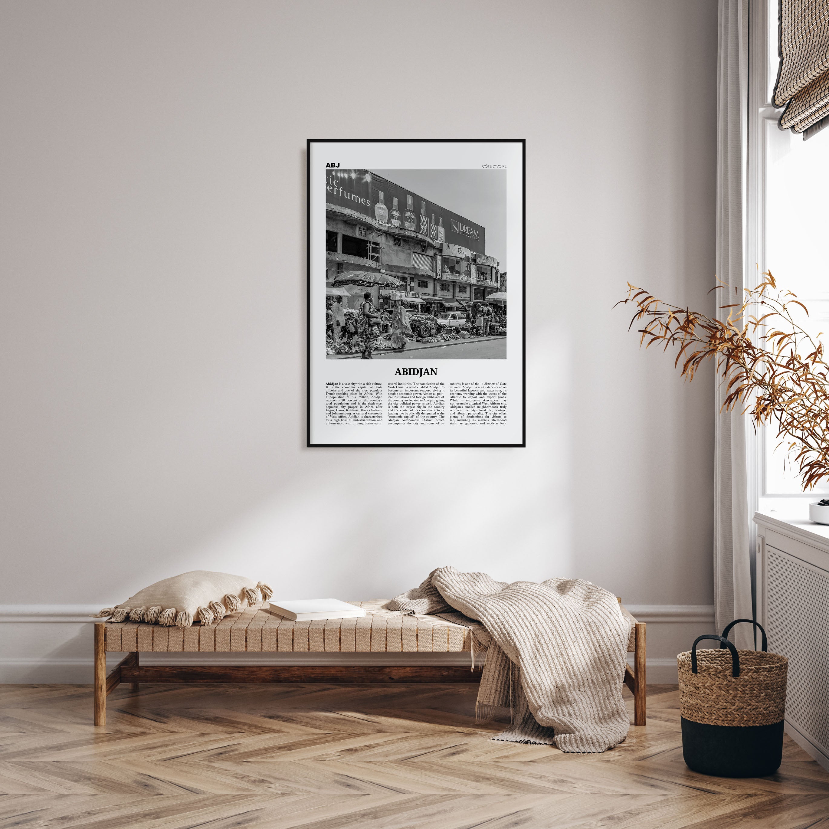 Abidjan Travel B&W Poster