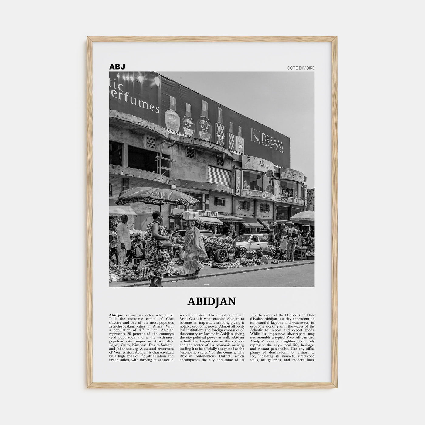 Abidjan Travel B&W Poster