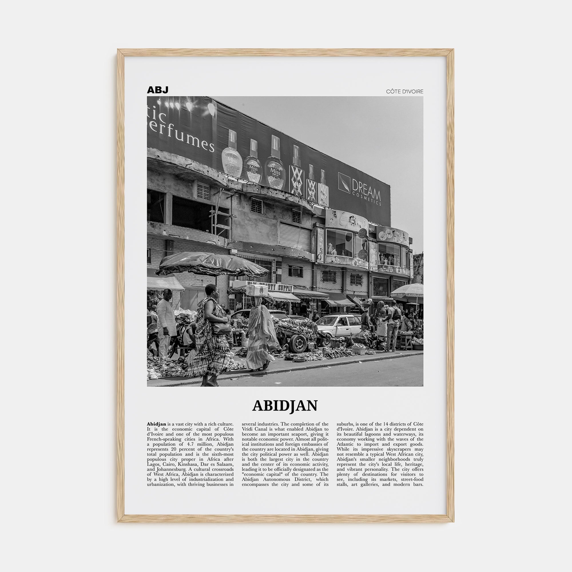 Abidjan Travel B&W Poster