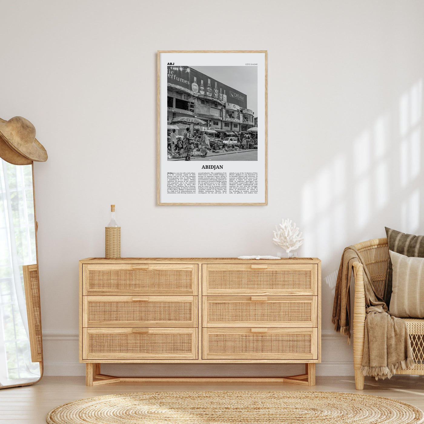 Abidjan Travel B&W Poster