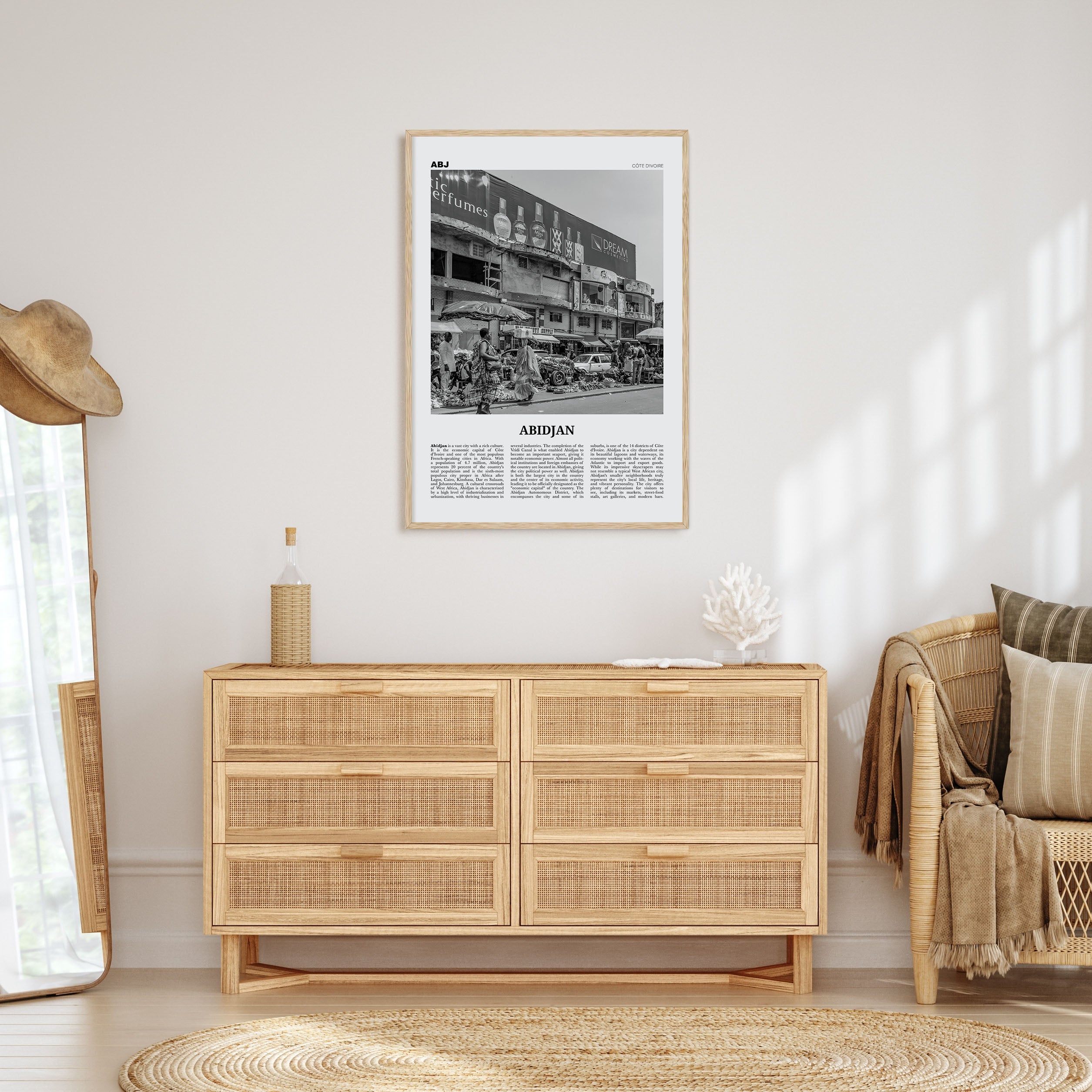 Abidjan Travel B&W Poster