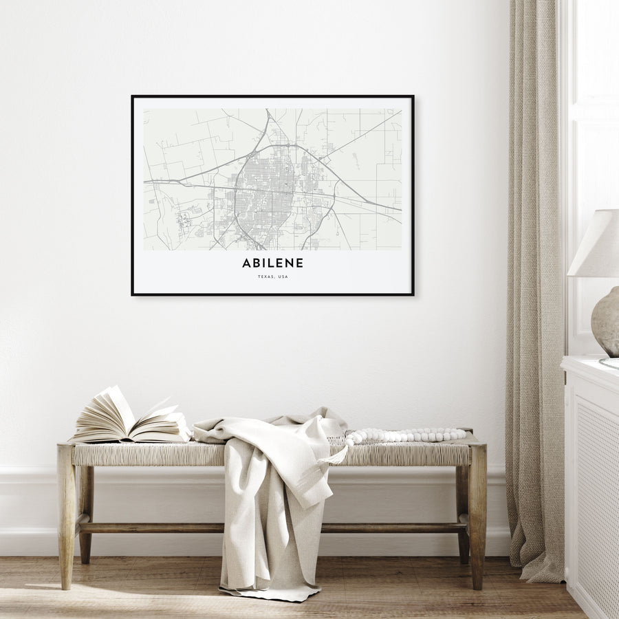 Abilene Map Landscape Poster