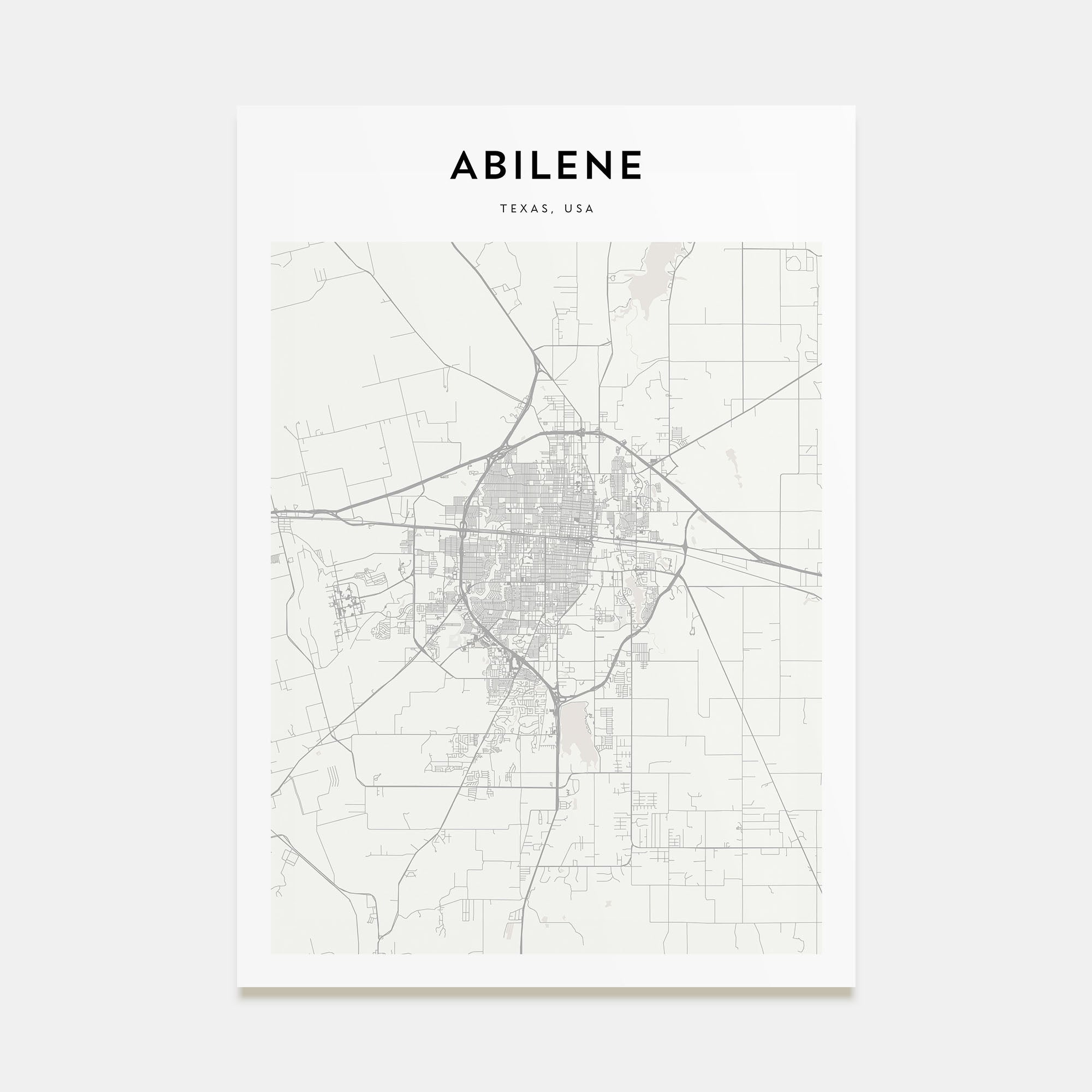 Abilene Map Portrait Poster