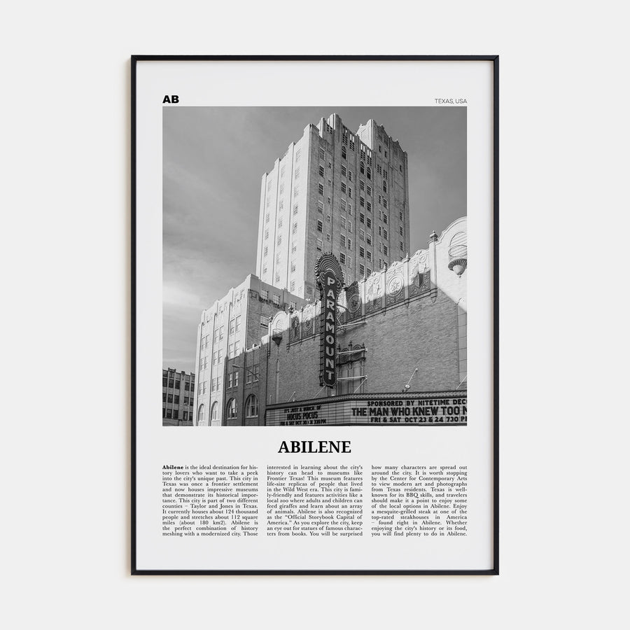 Abilene Travel B&W Poster