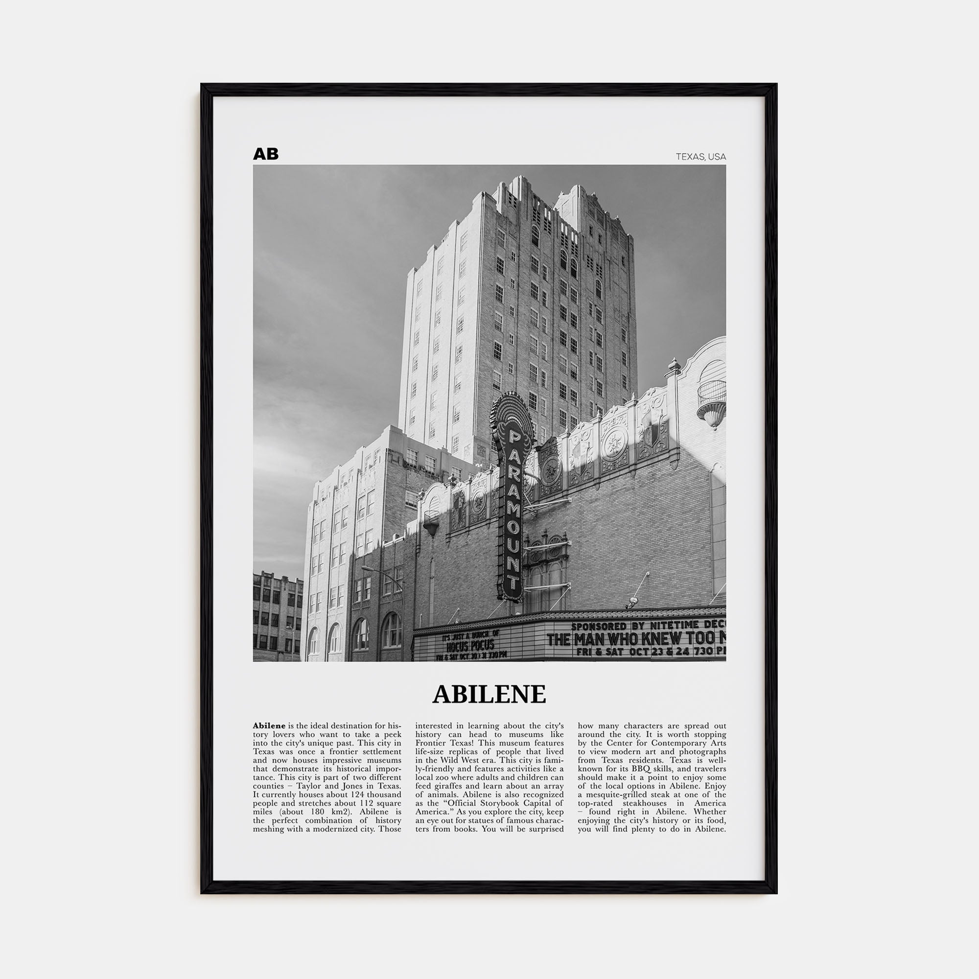Abilene Travel B&W Poster