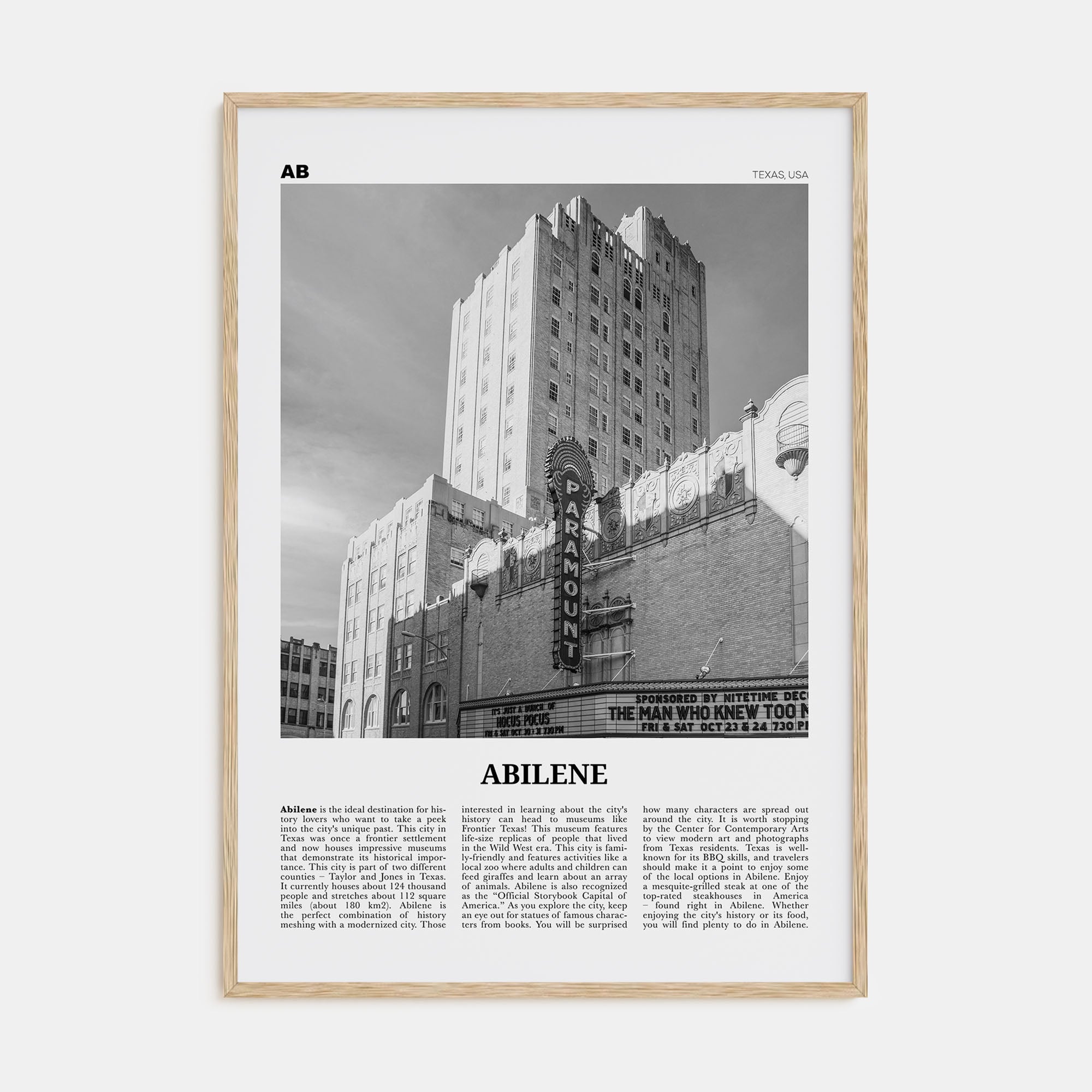 Abilene Travel B&W Poster