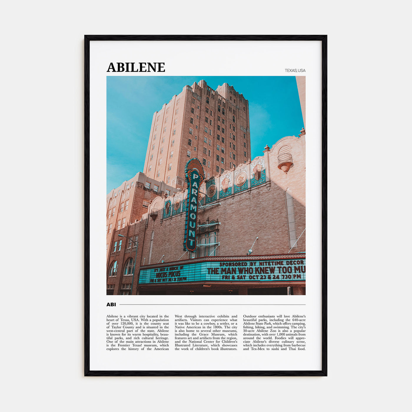 Abilene Travel Color Poster