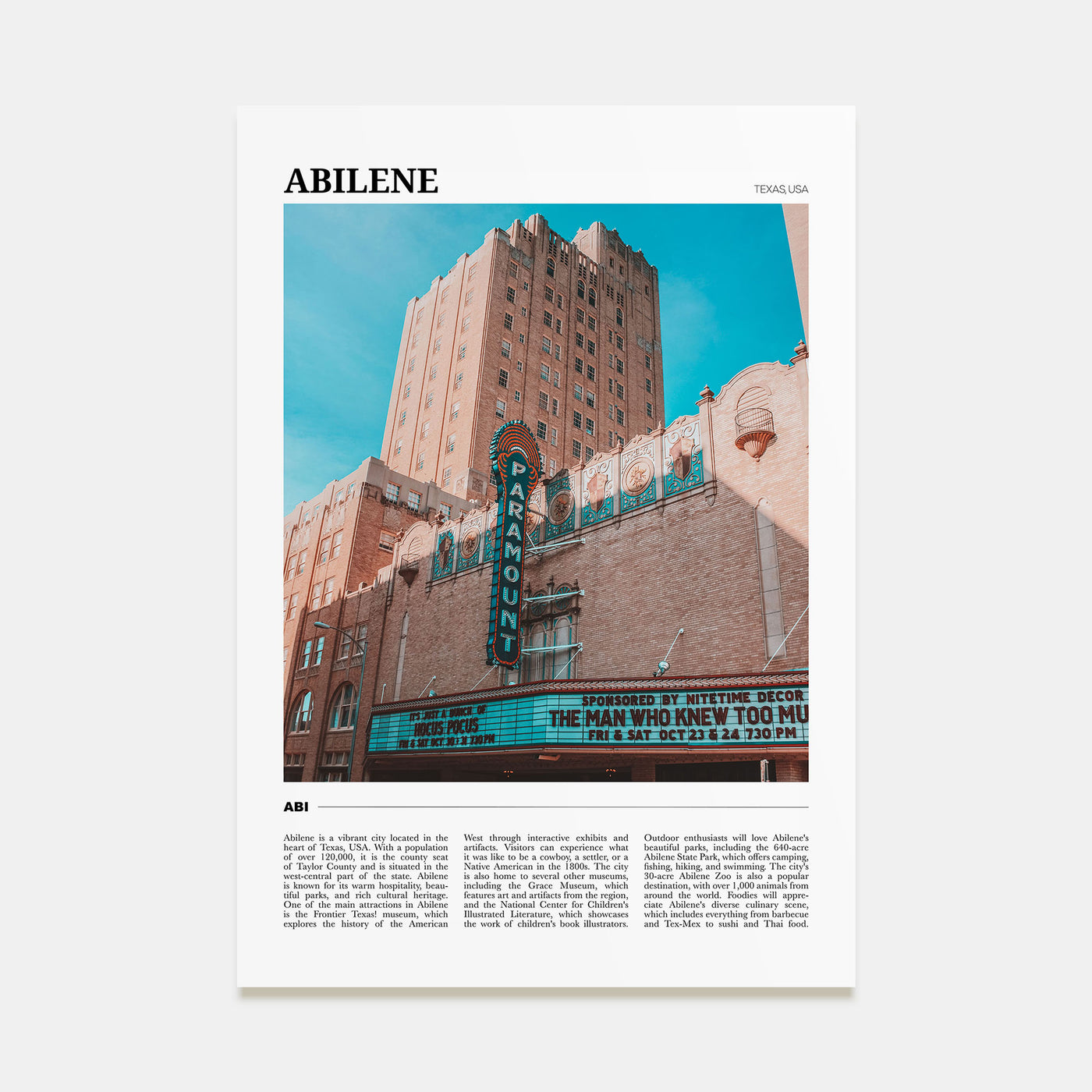 Abilene Travel Color Poster