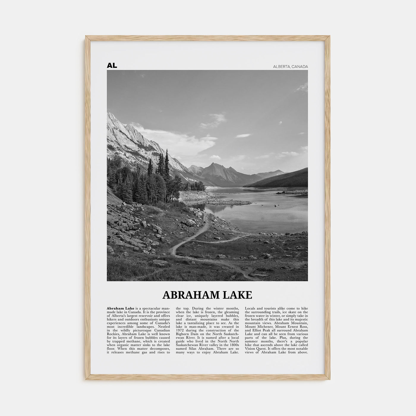 Abraham Lake Travel B&W Poster