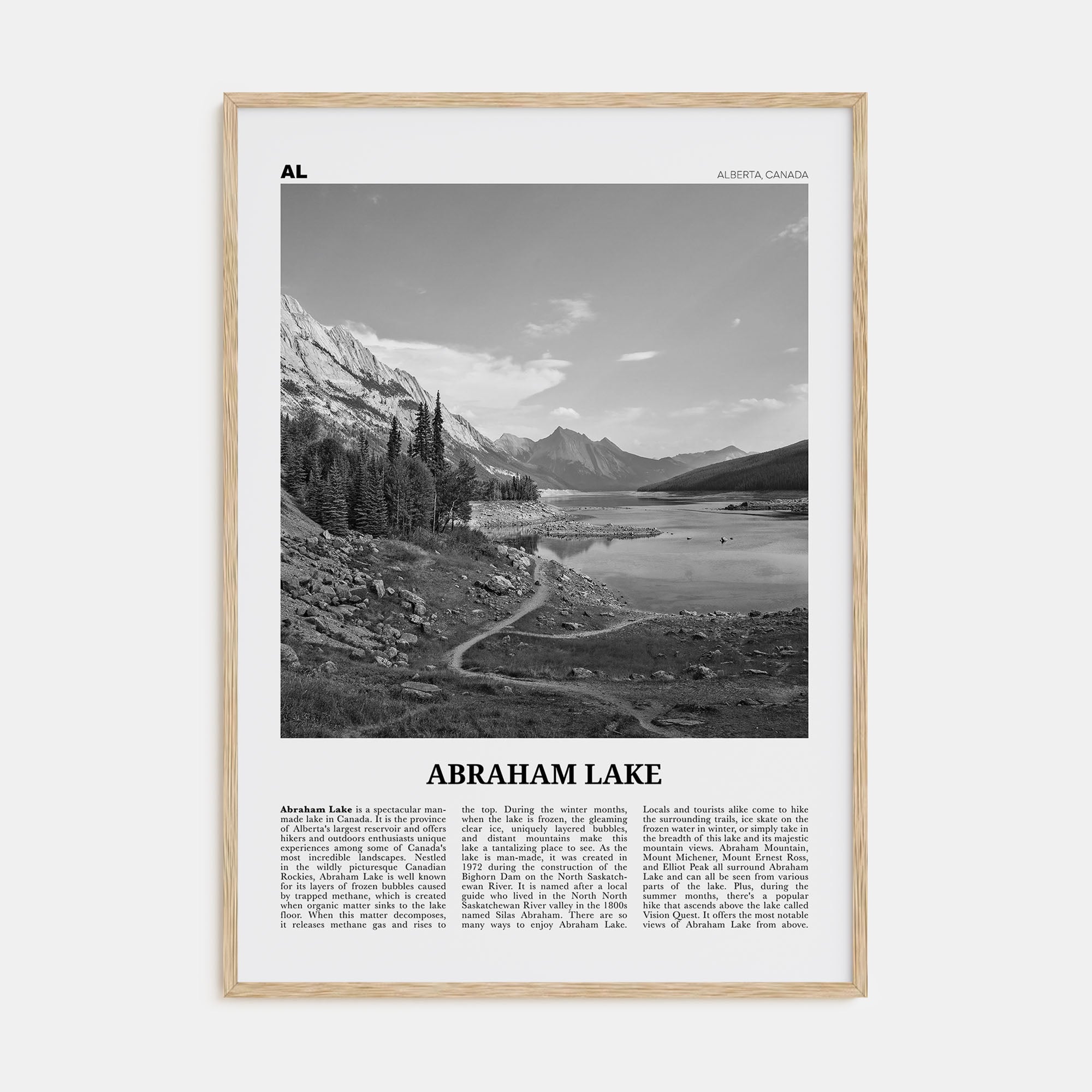 Abraham Lake Travel B&W Poster