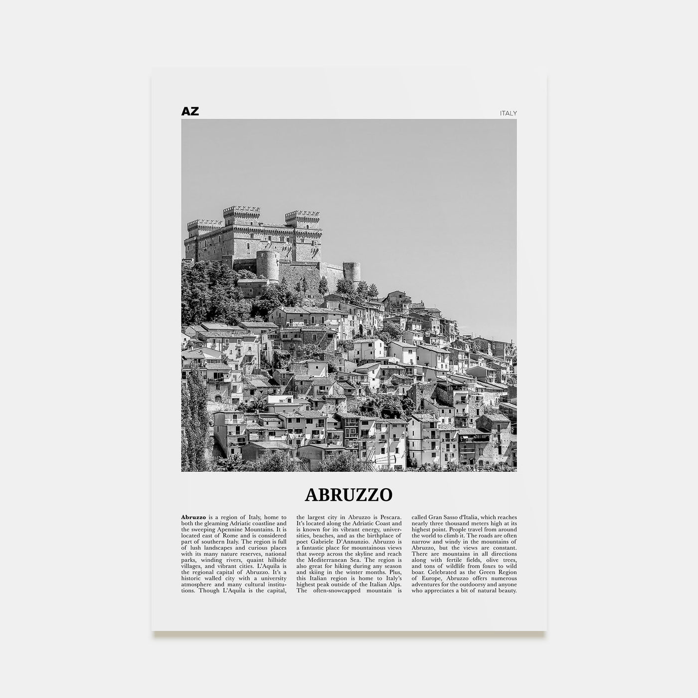 Abruzzo Travel B&W No 1 Poster