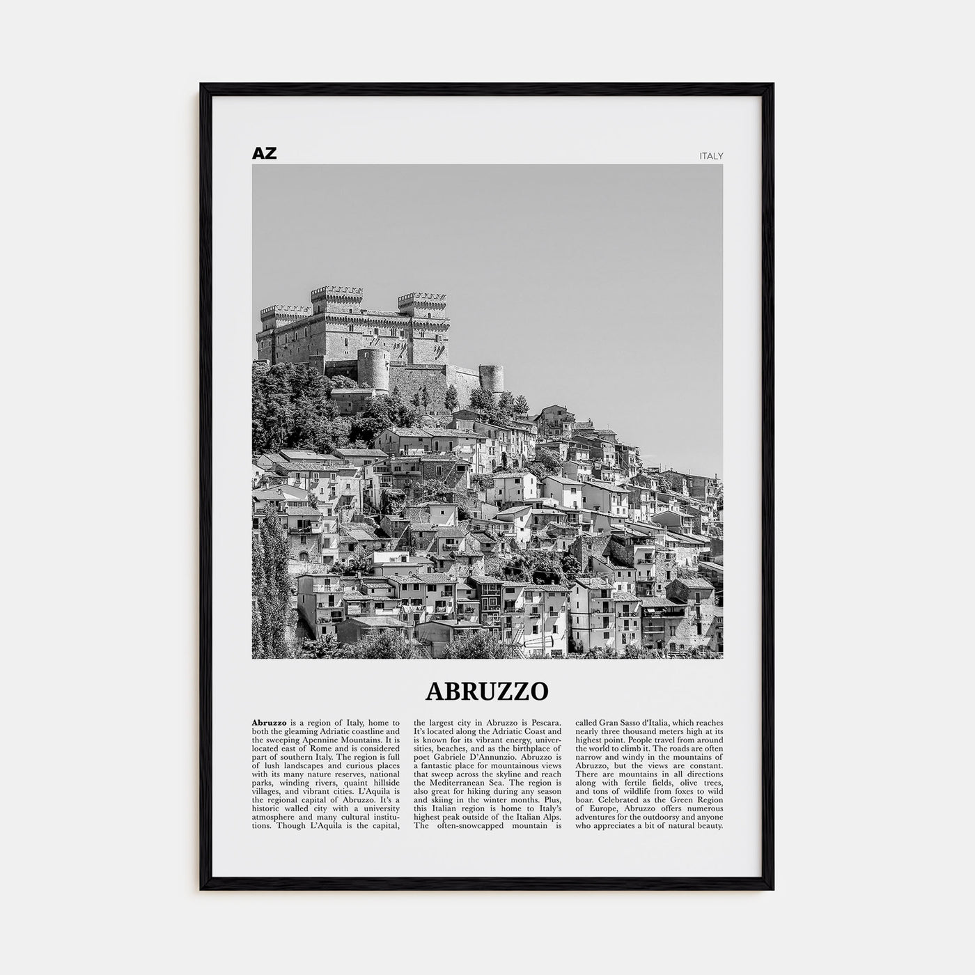 Abruzzo Travel B&W No 1 Poster
