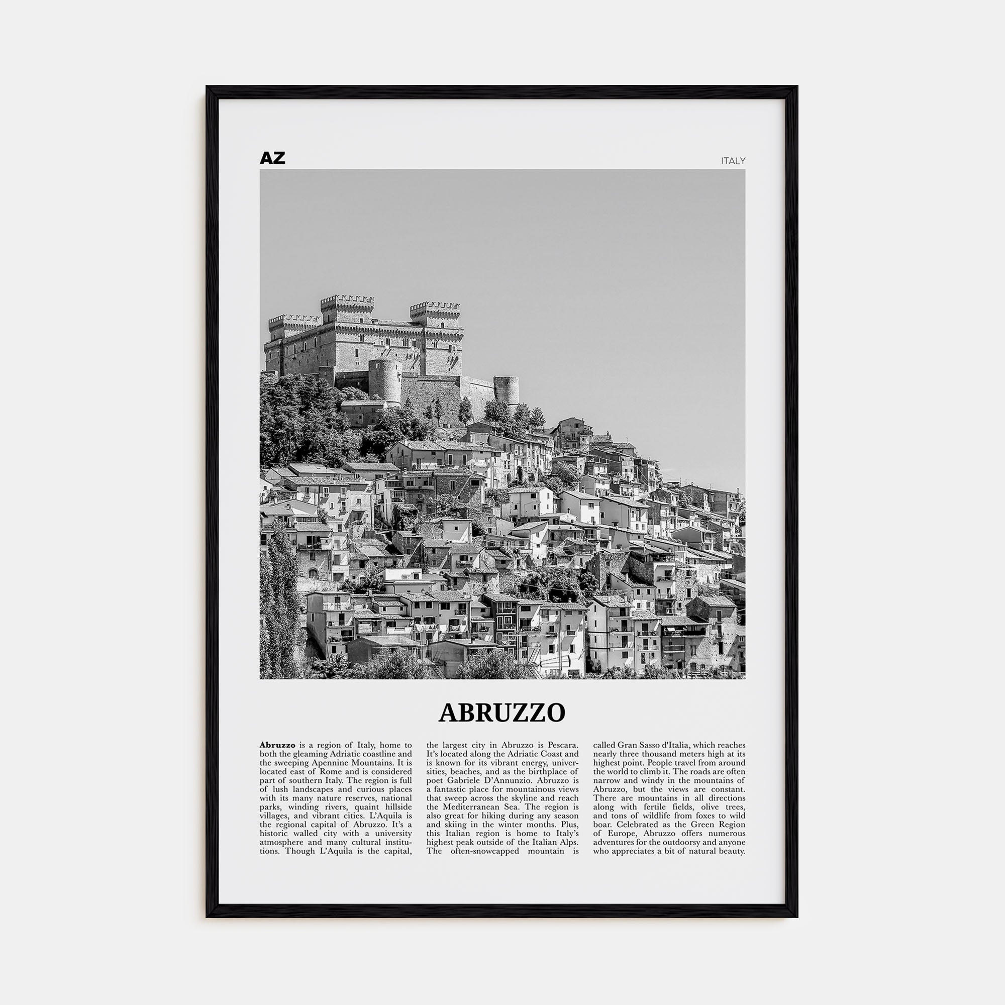 Abruzzo Travel B&W No 1 Poster