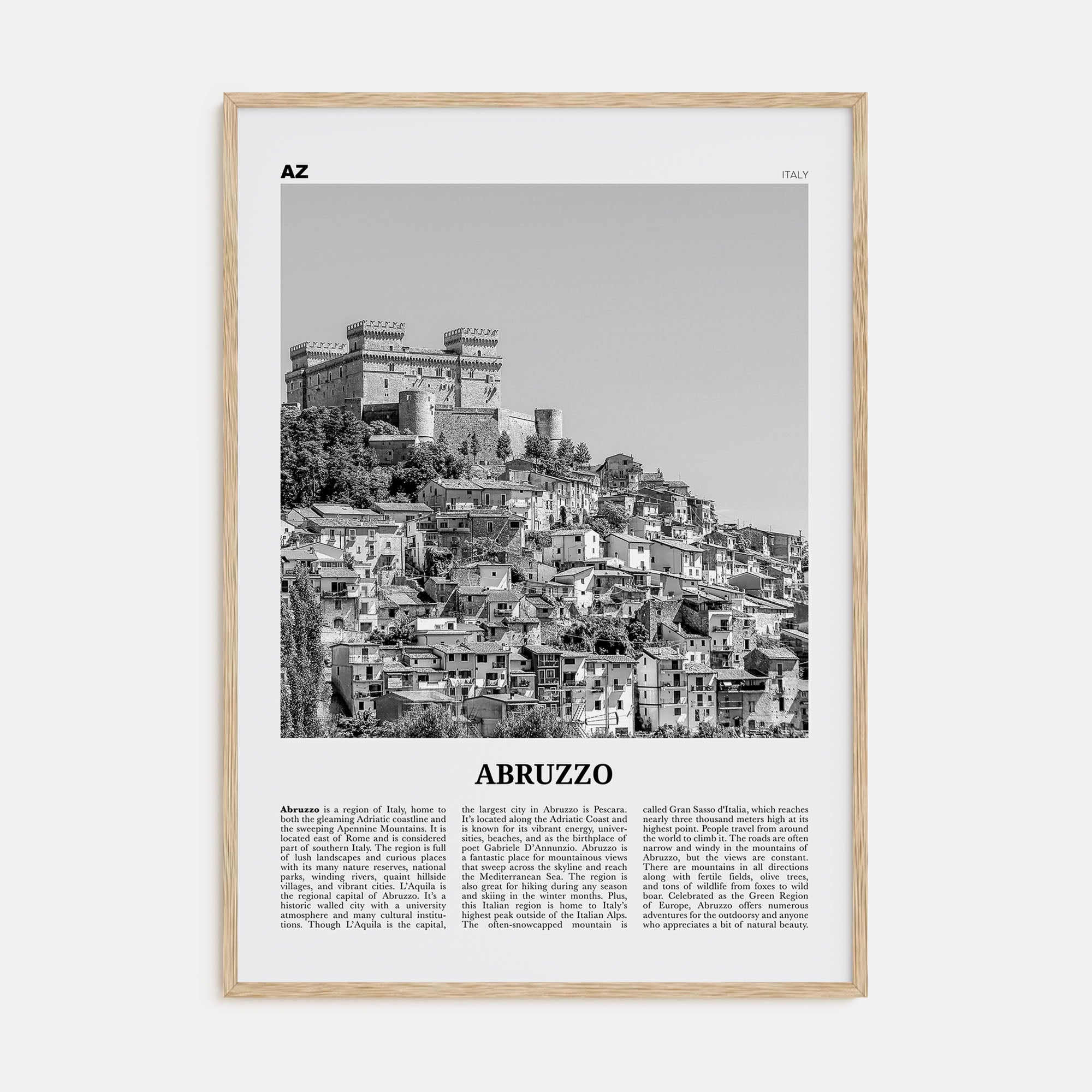 Abruzzo Travel B&W No 1 Poster