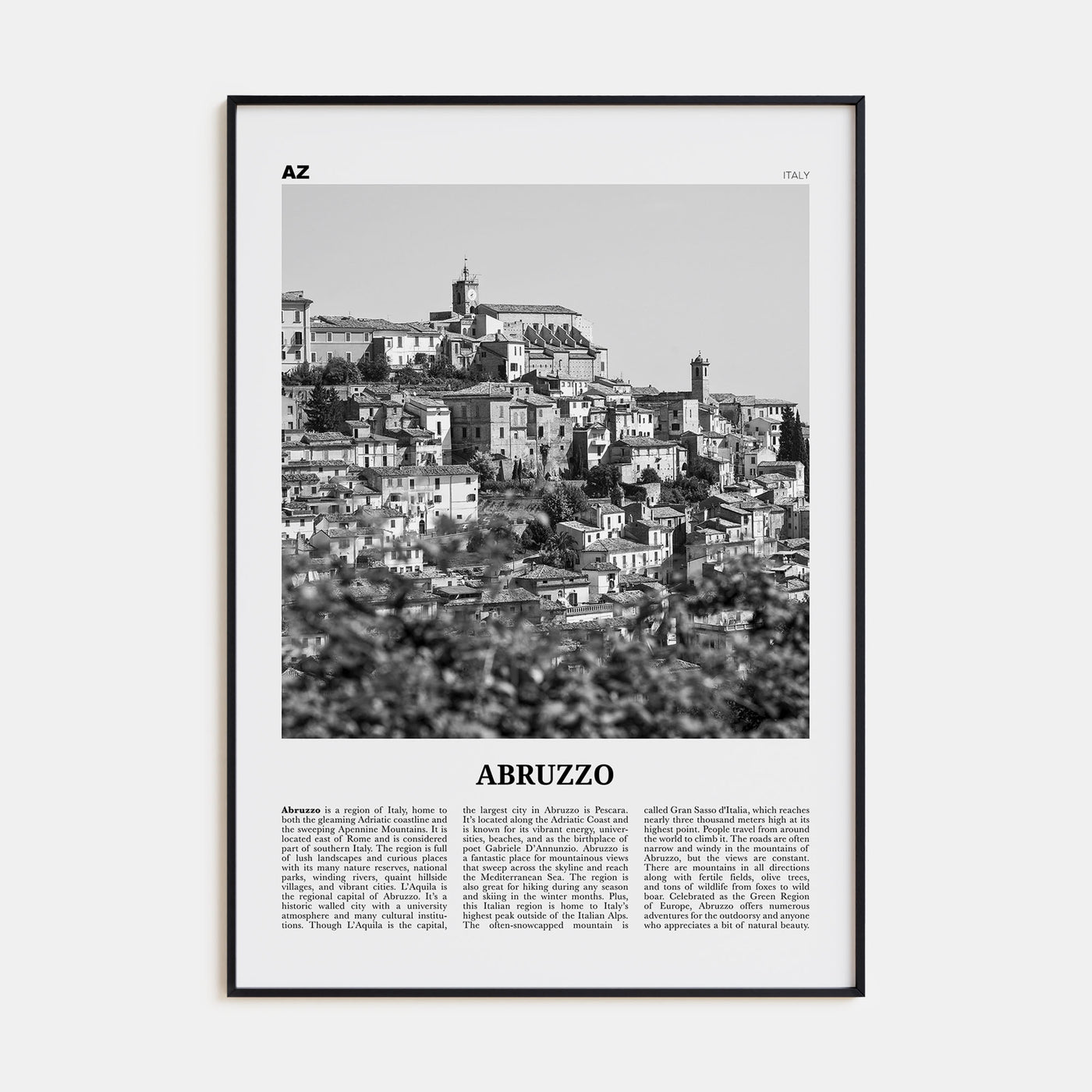 Abruzzo Travel B&W No 2 Poster