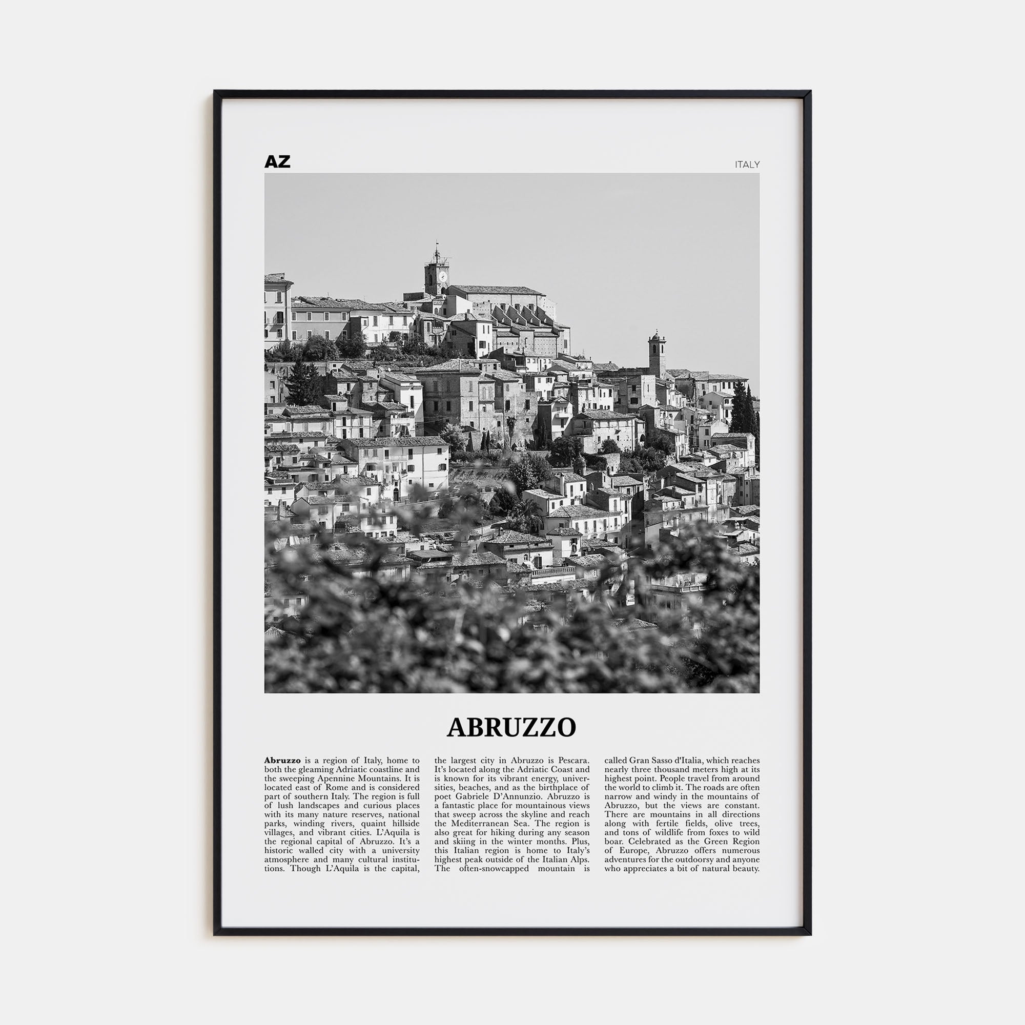 Abruzzo Travel B&W No 2 Poster