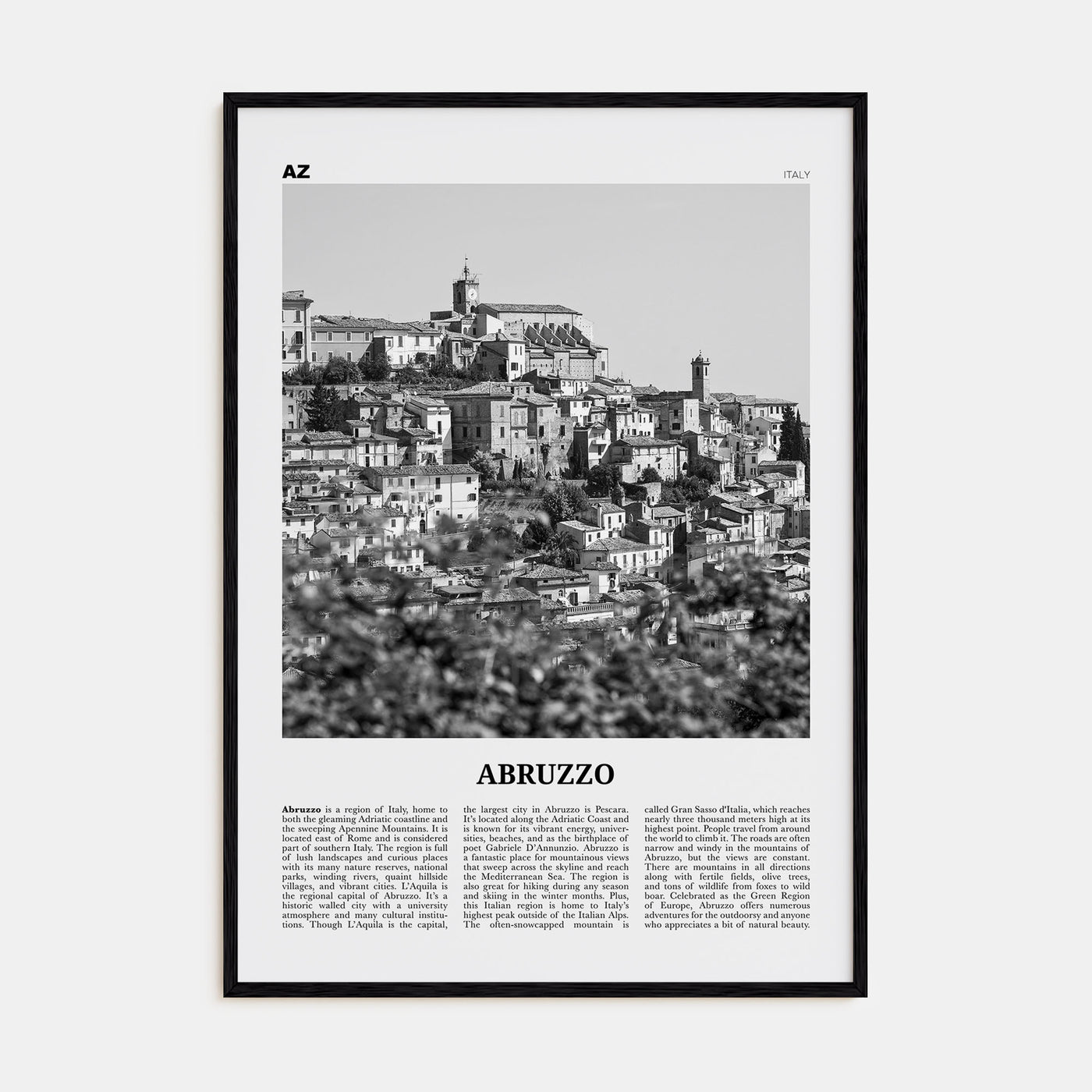 Abruzzo Travel B&W No 2 Poster