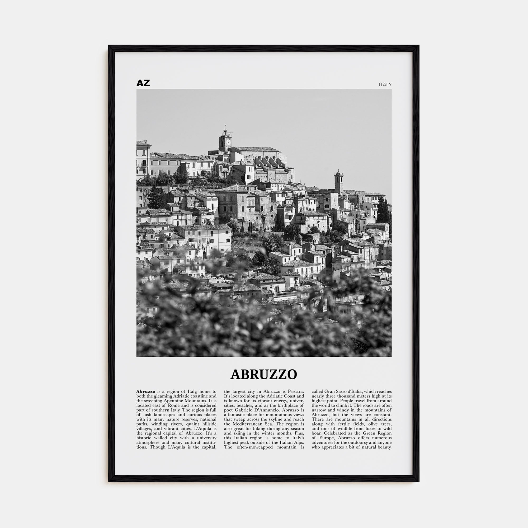 Abruzzo Travel B&W No 2 Poster