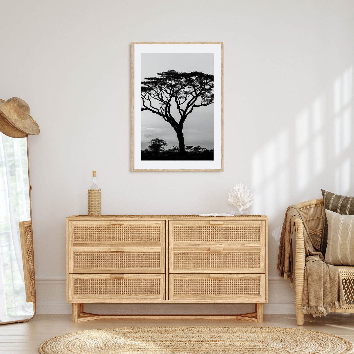 Acacia Tree Photo B&W Poster