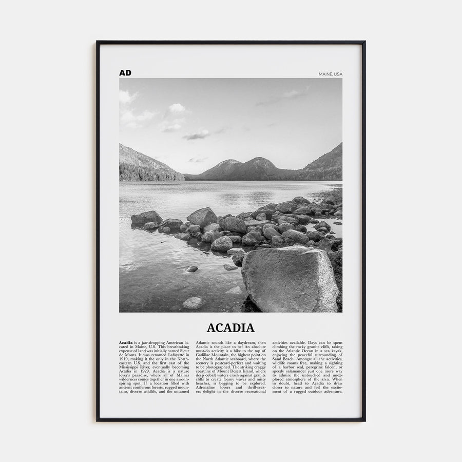 Acadia National Park Travel B&W Poster