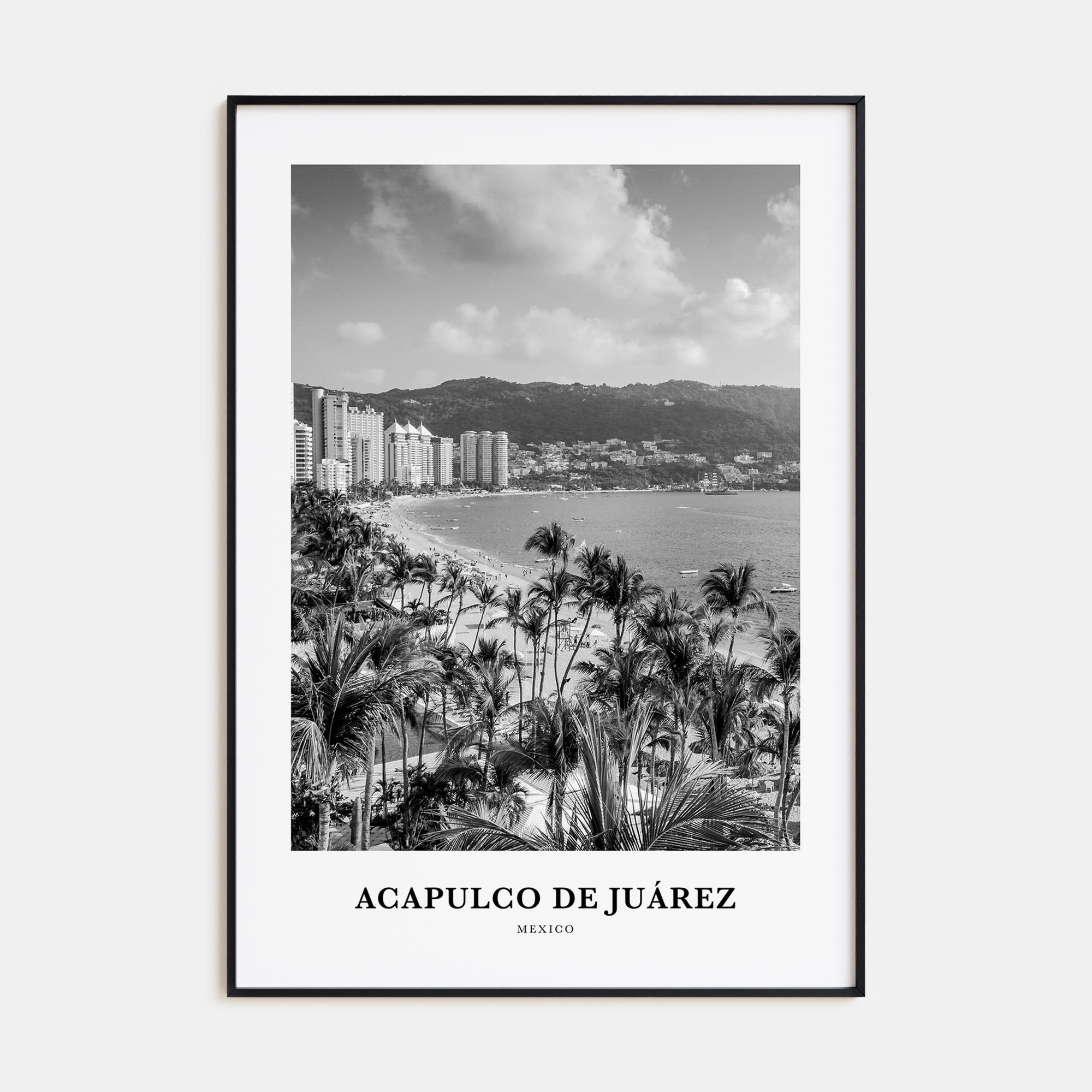 Acapulco de Juárez Portrait B&W Poster