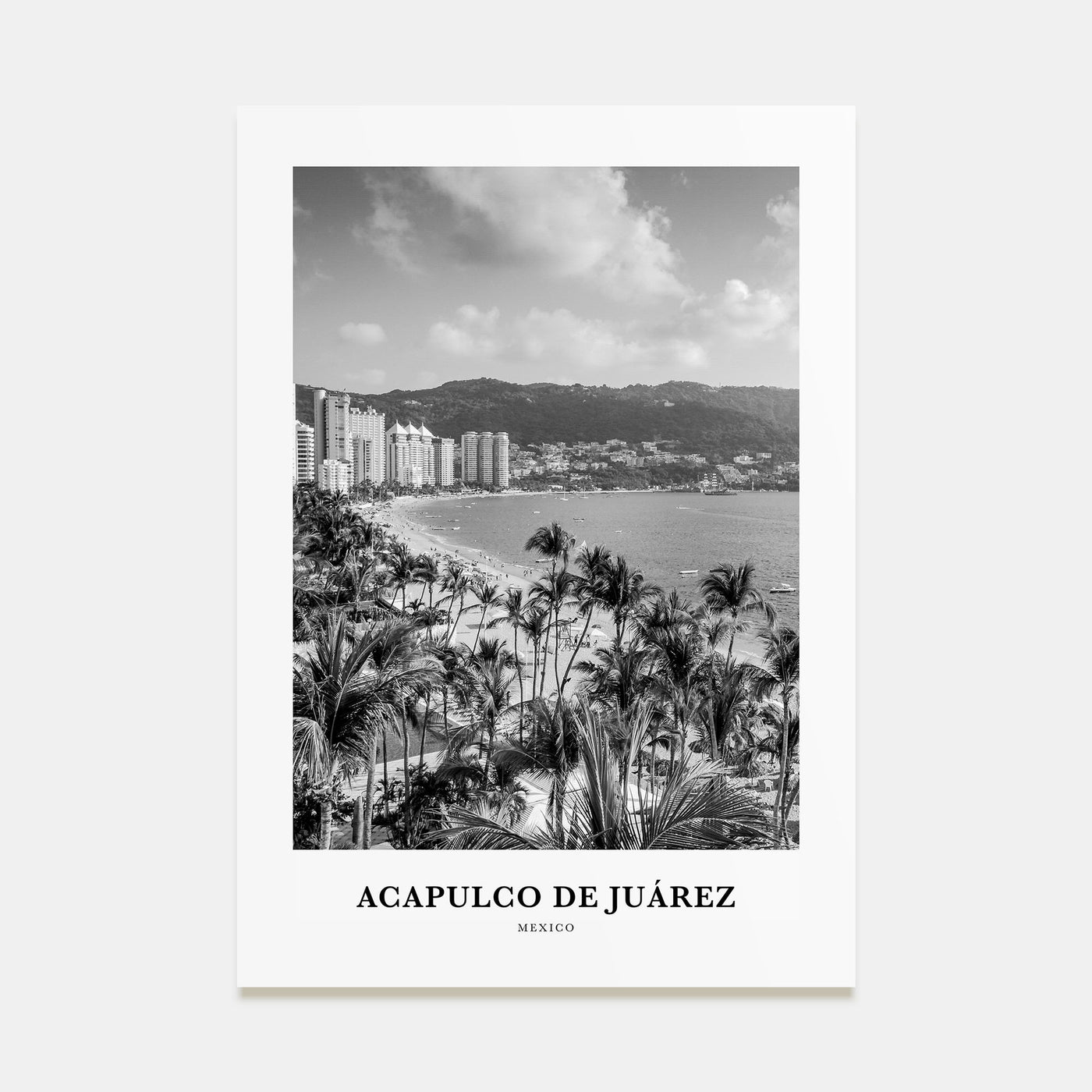 Acapulco de Juárez Portrait B&W Poster