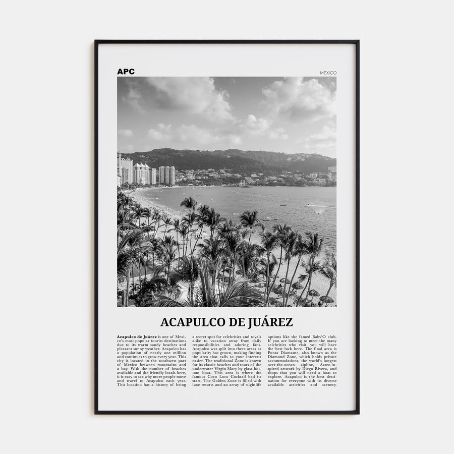 Acapulco de Juárez Travel B&W Poster
