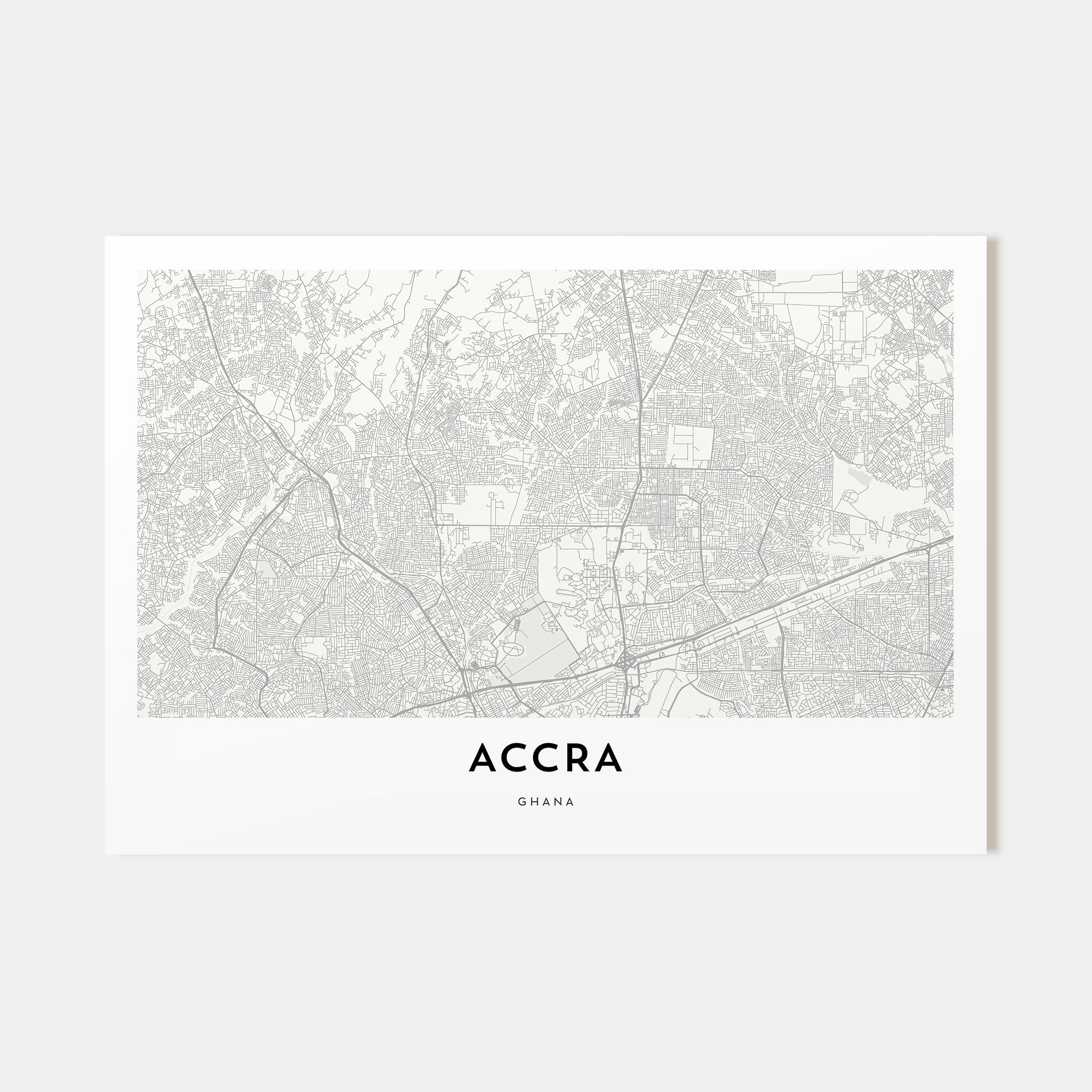 Accra Map Landscape Poster