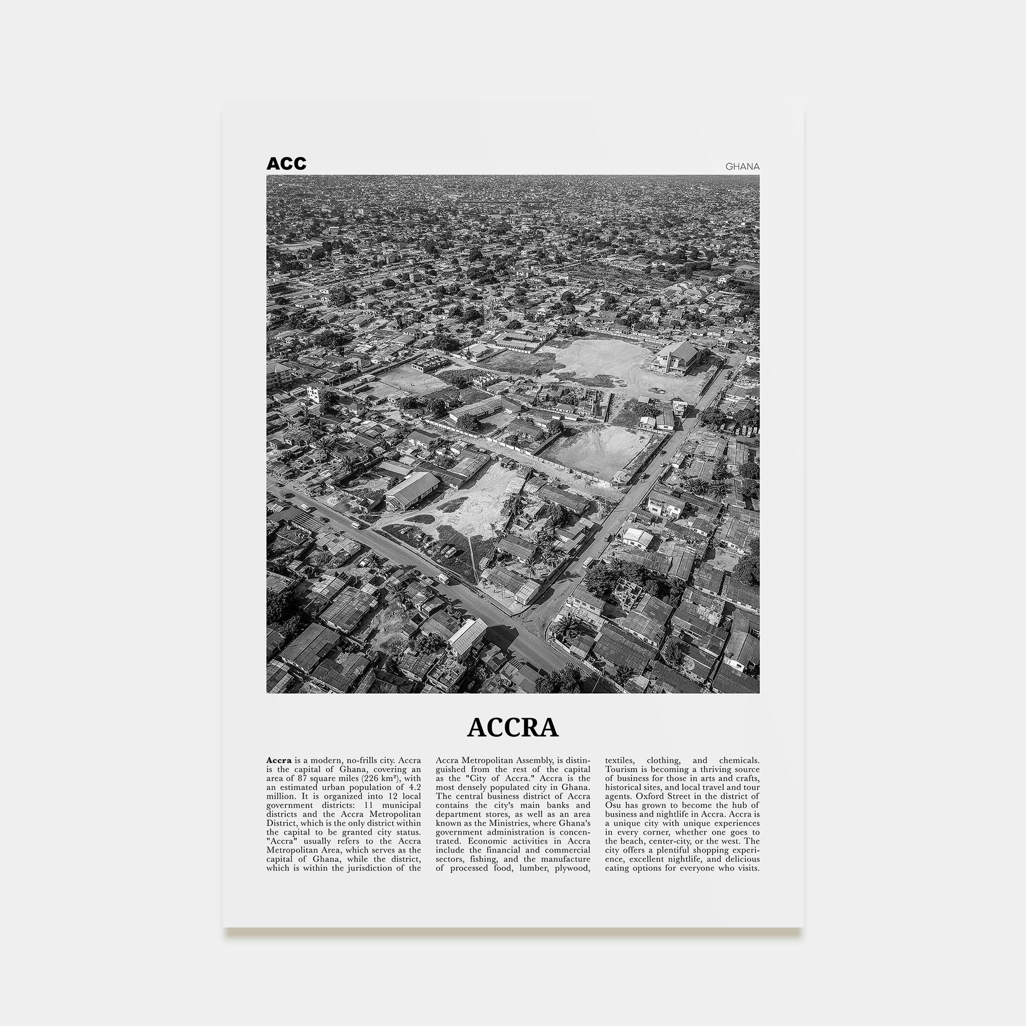 Accra Travel B&W Poster