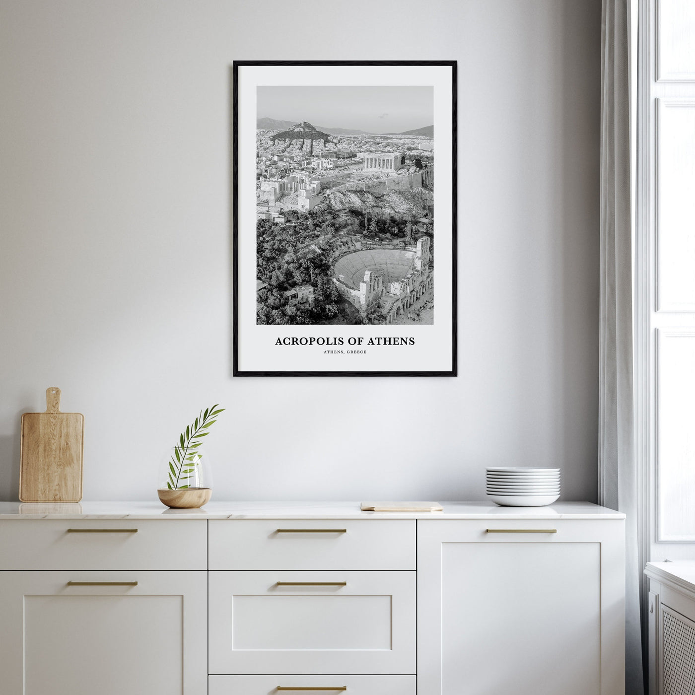 Acropolis of Athens Portrait B&W Poster